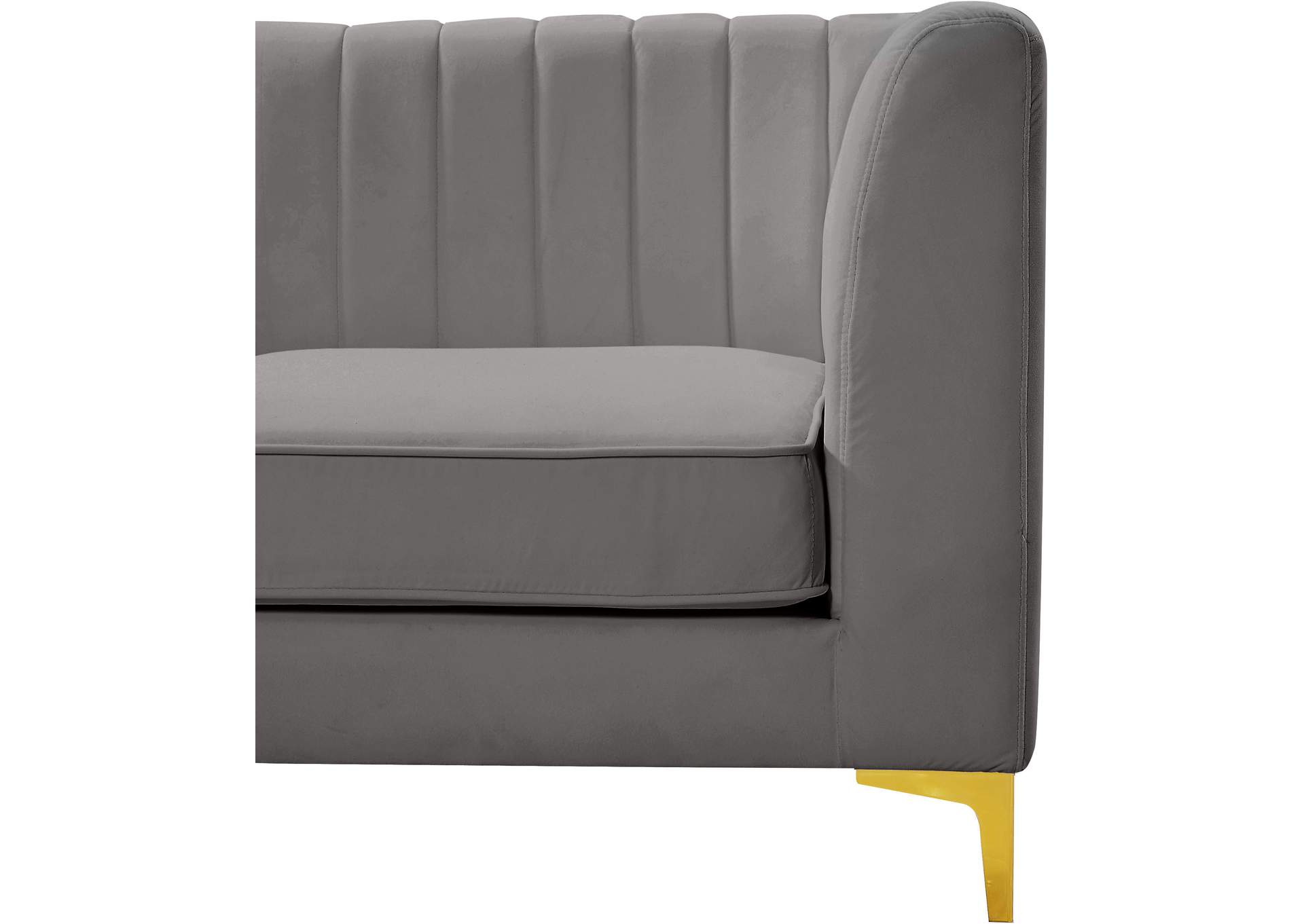 Alina Grey Velvet Corner Chair,Meridian Furniture