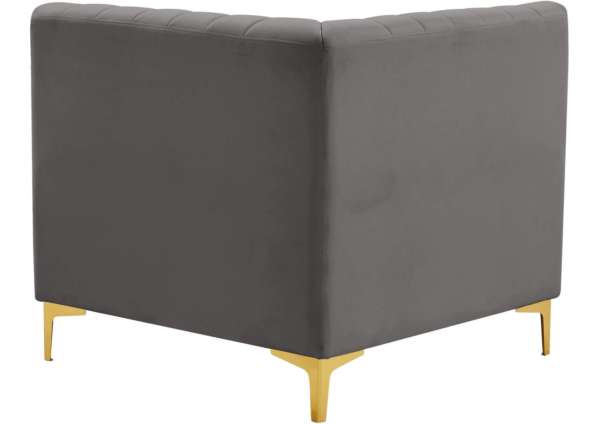 Alina Grey Velvet Corner Chair,Meridian Furniture