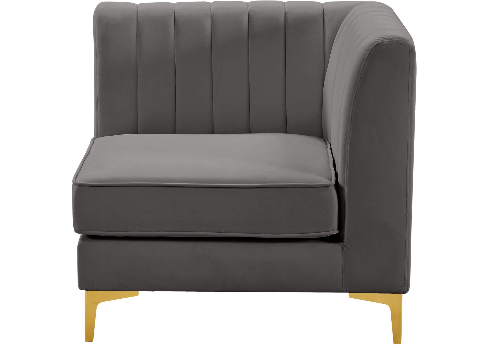 Alina Grey Velvet Corner Chair,Meridian Furniture