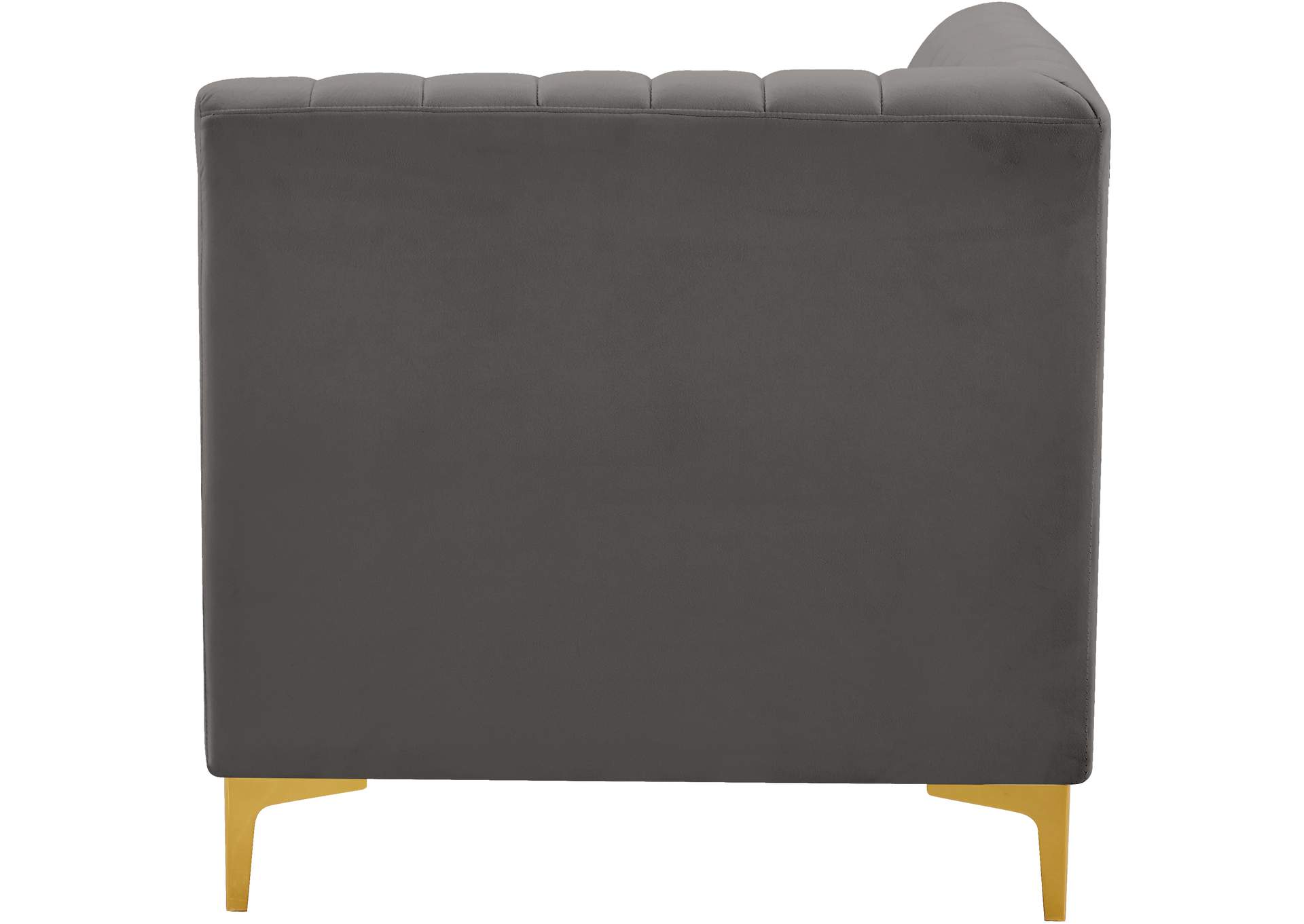 Alina Grey Velvet Corner Chair,Meridian Furniture