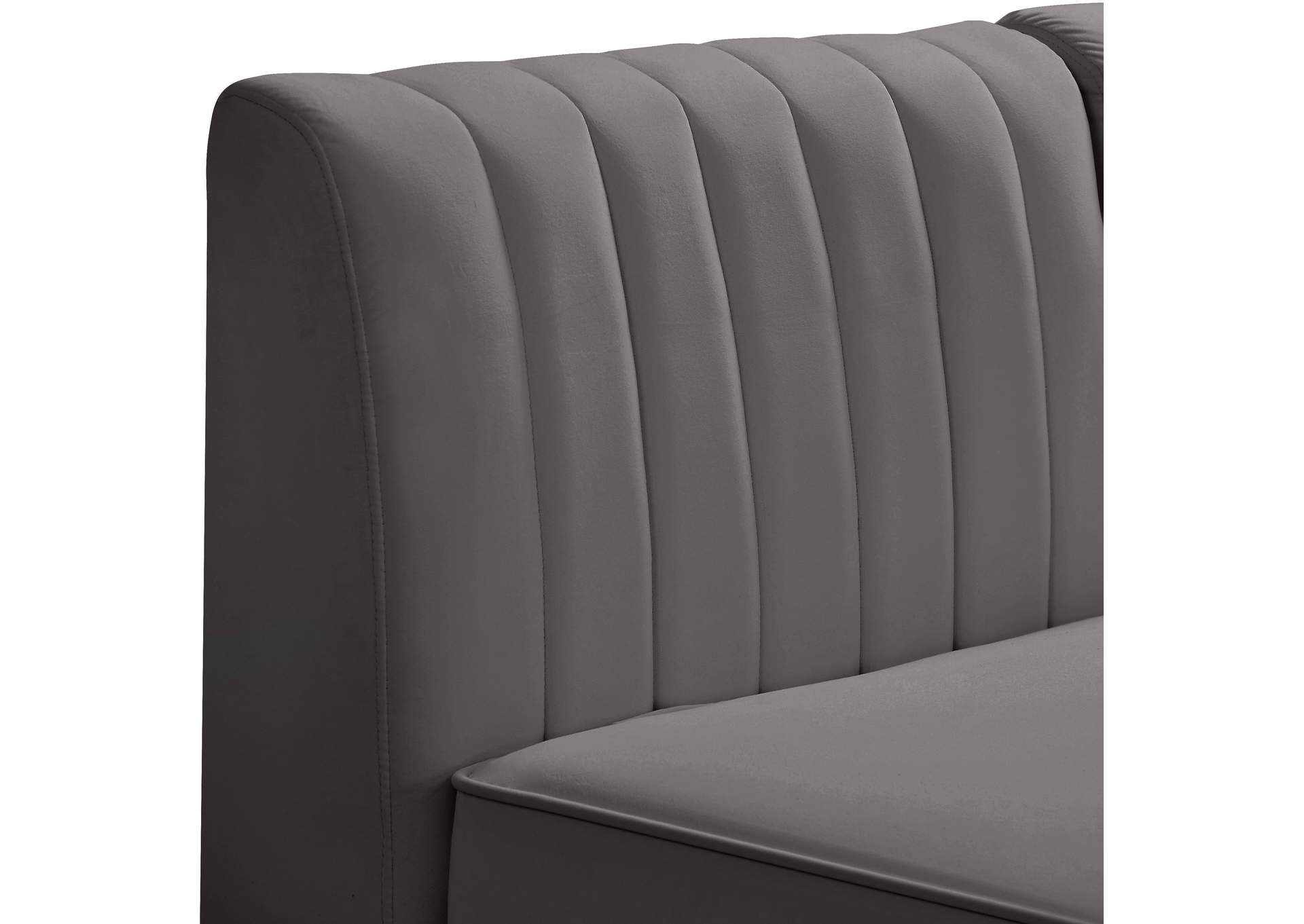 Alina Grey Velvet Corner Chair,Meridian Furniture