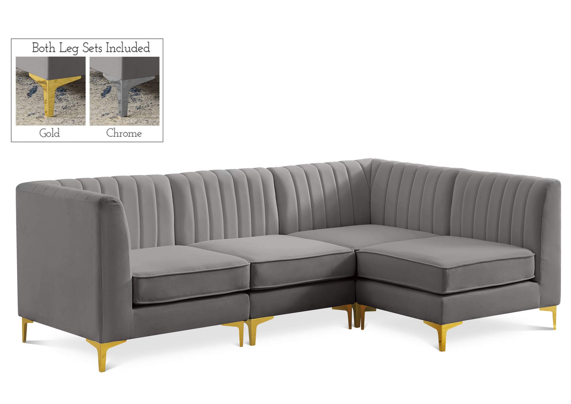 Alina Grey Velvet Modular Sectional,Meridian Furniture