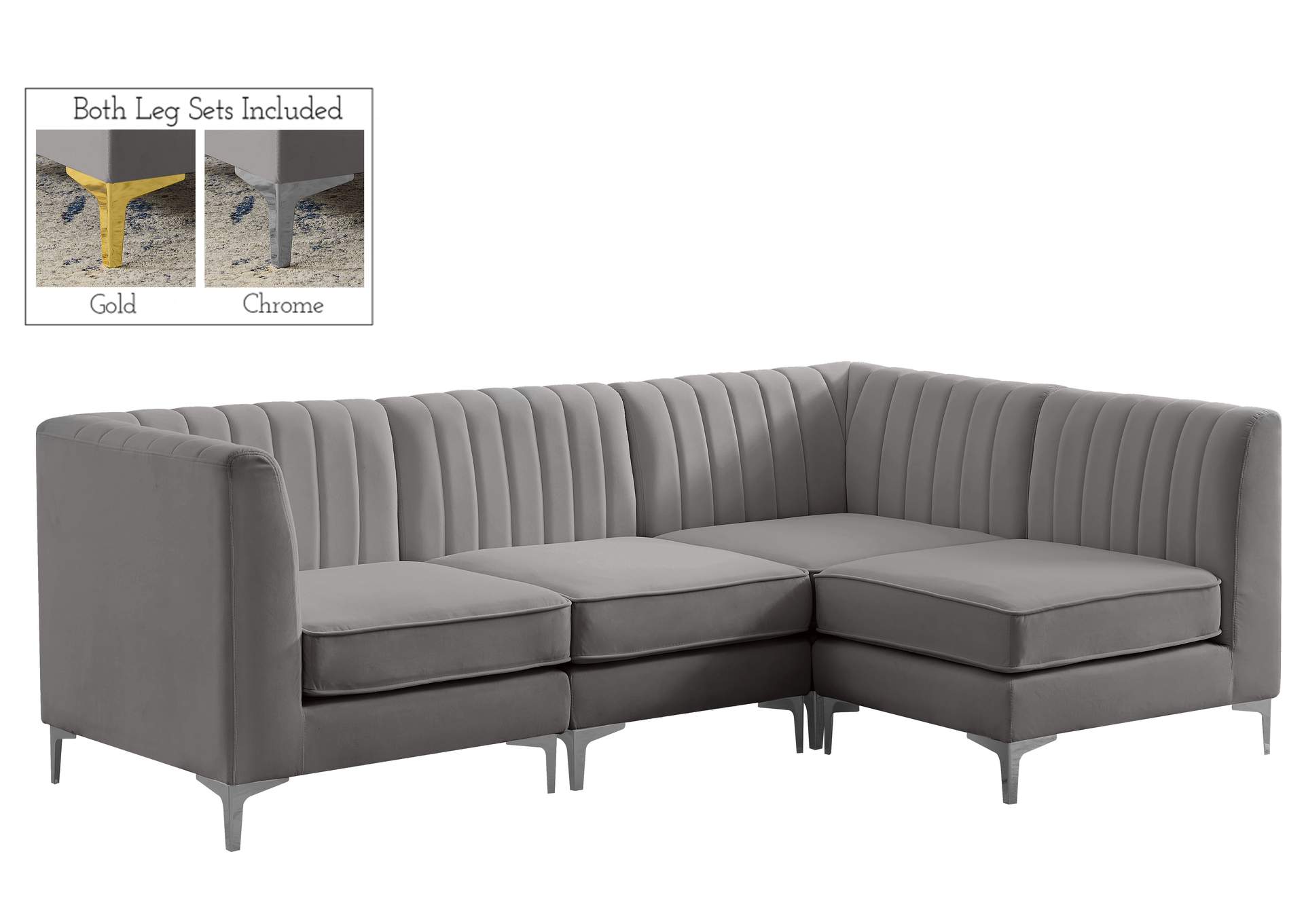 Alina Grey Velvet Modular Sectional,Meridian Furniture