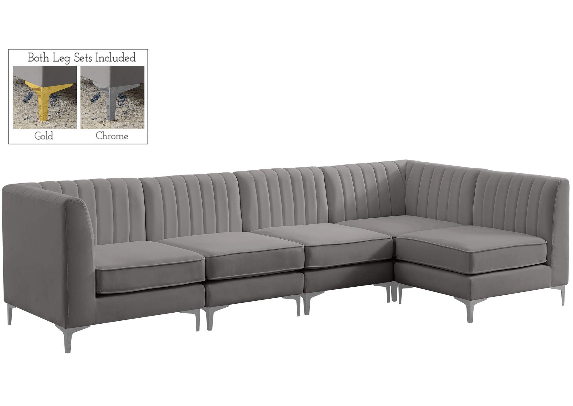 Alina Grey Velvet Modular Sectional,Meridian Furniture