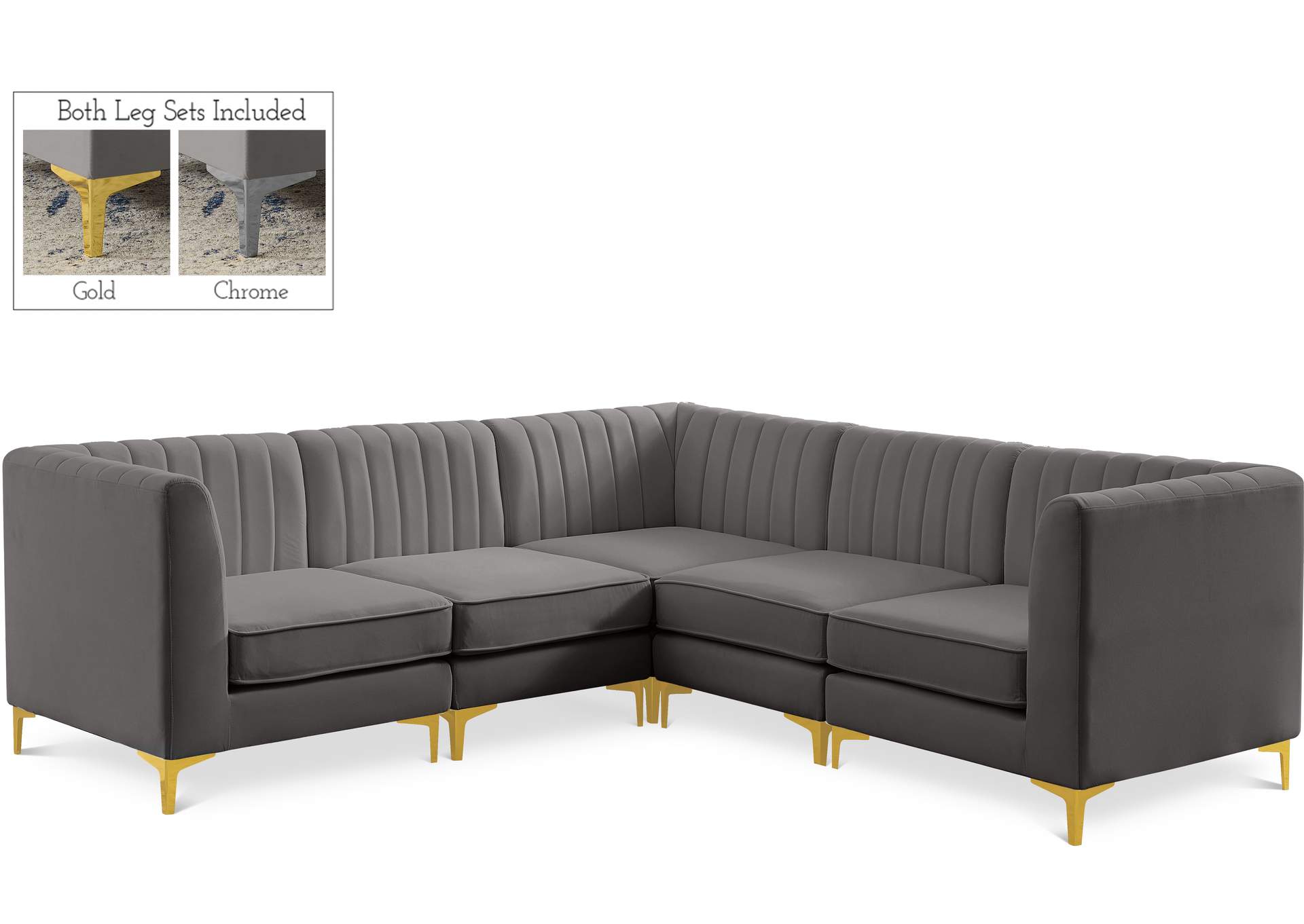 Alina Grey Velvet Modular Sectional,Meridian Furniture