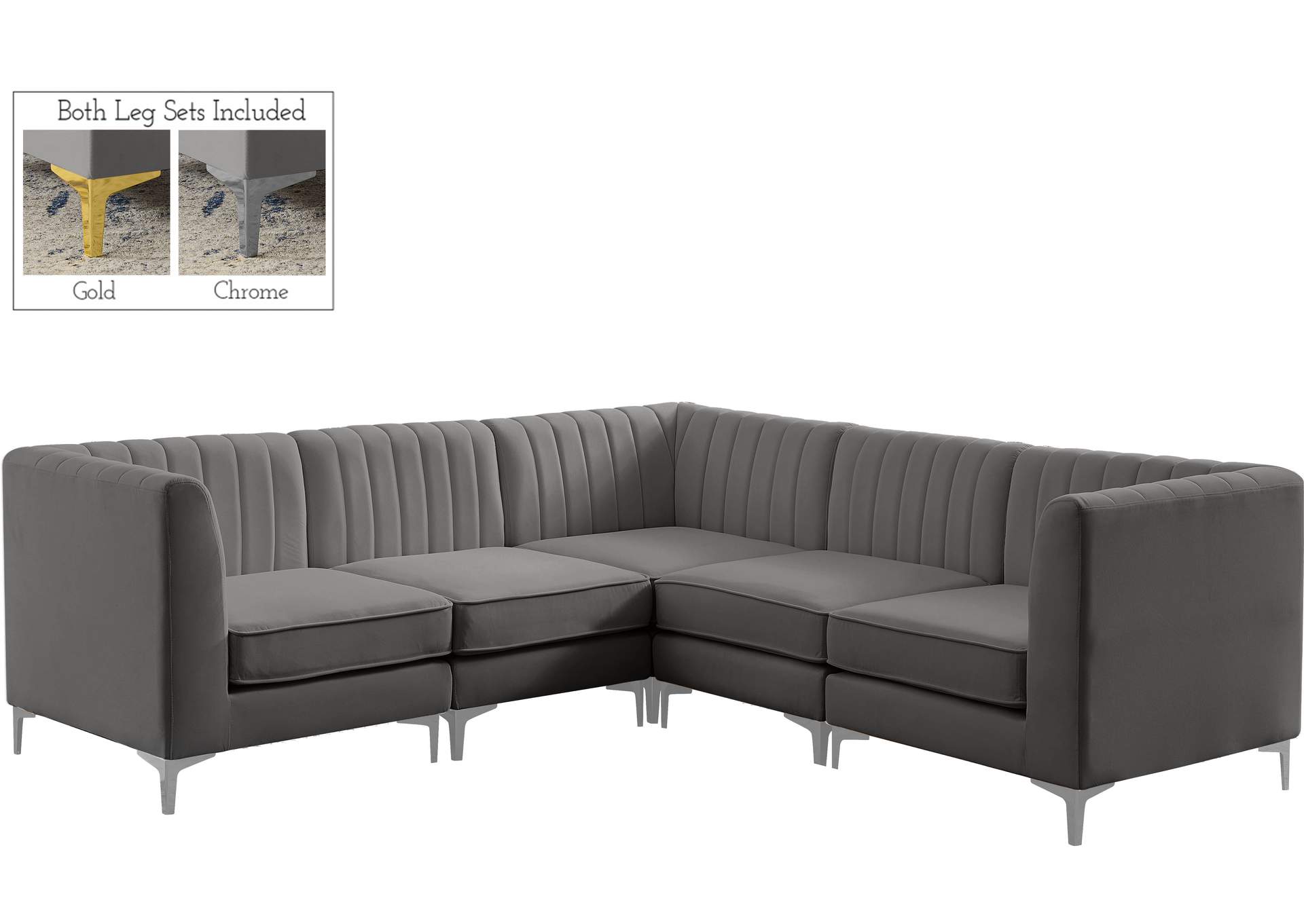 Alina Grey Velvet Modular Sectional,Meridian Furniture