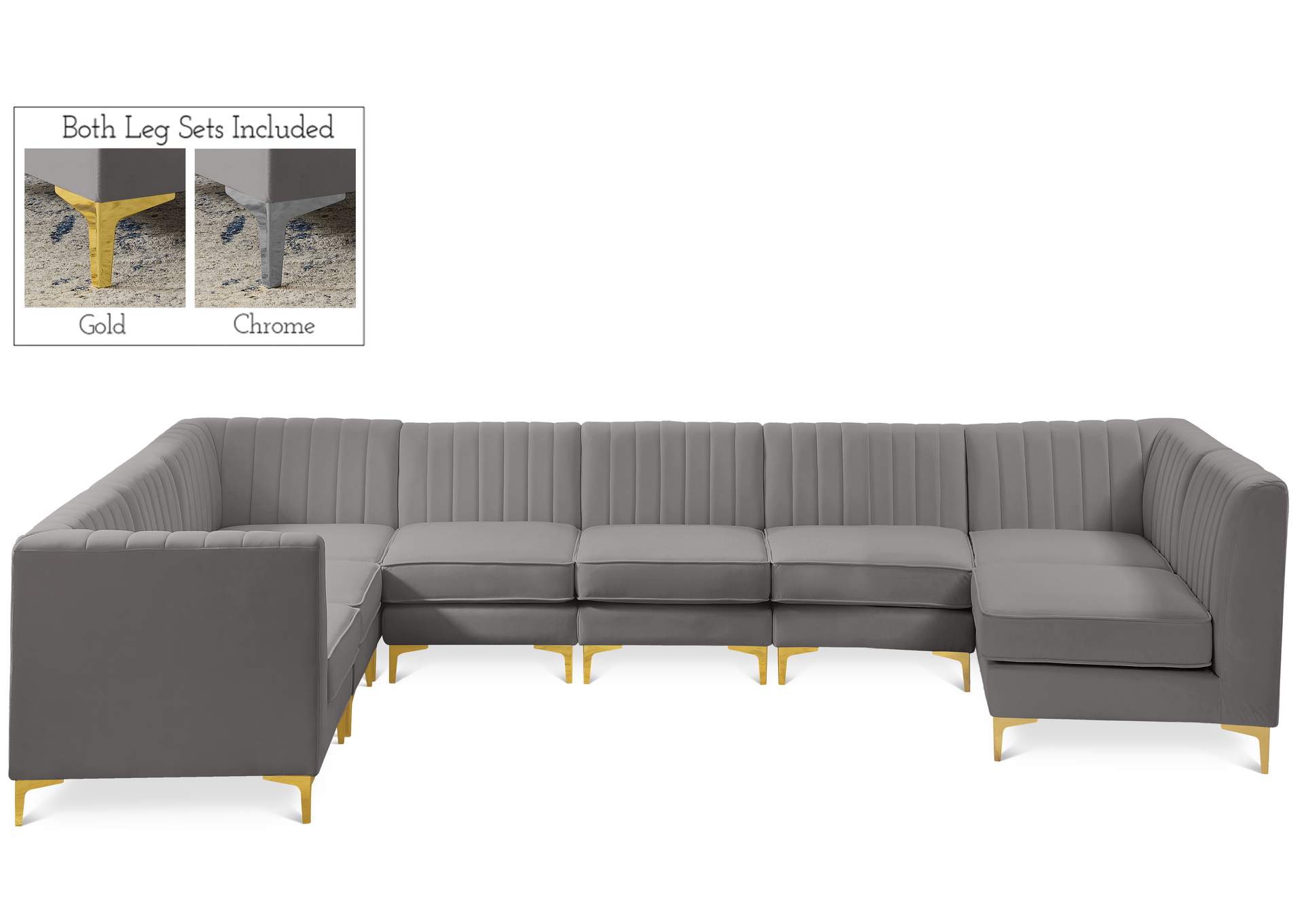 Alina Grey Velvet Modular Sectional,Meridian Furniture