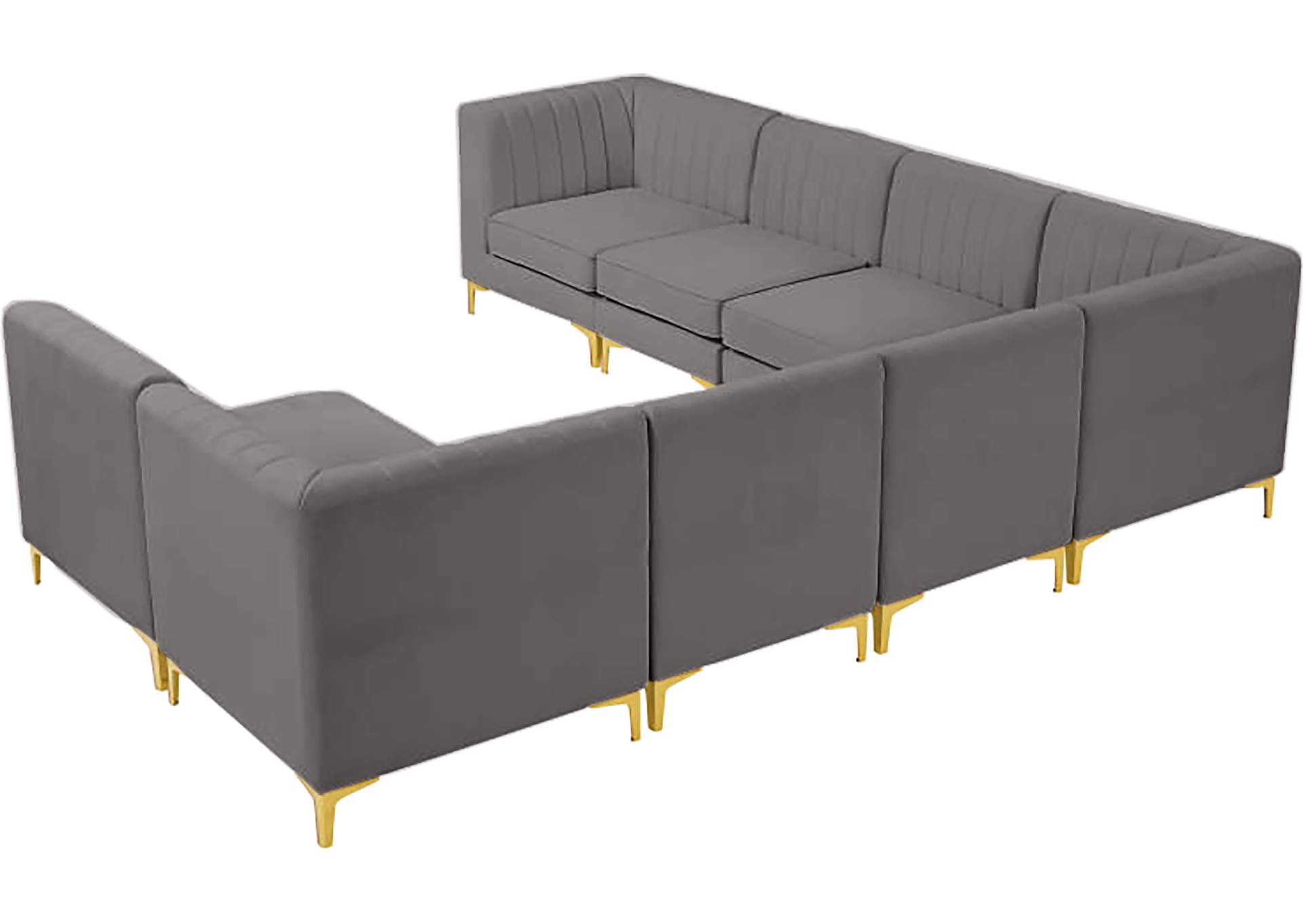 Alina Grey Velvet Modular Sectional,Meridian Furniture