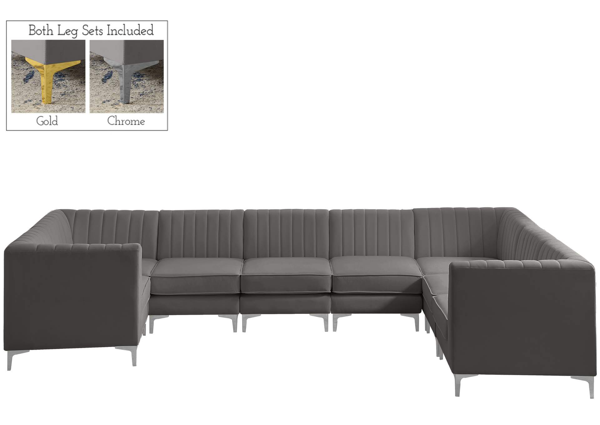 Alina Grey Velvet Modular Sectional,Meridian Furniture