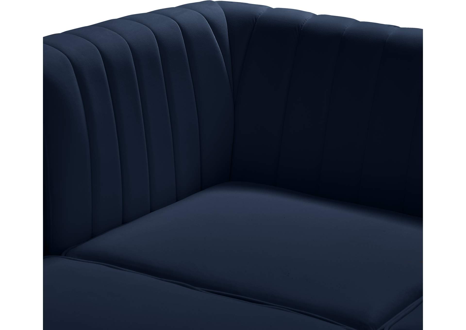 Alina Navy Velvet Corner Chair,Meridian Furniture