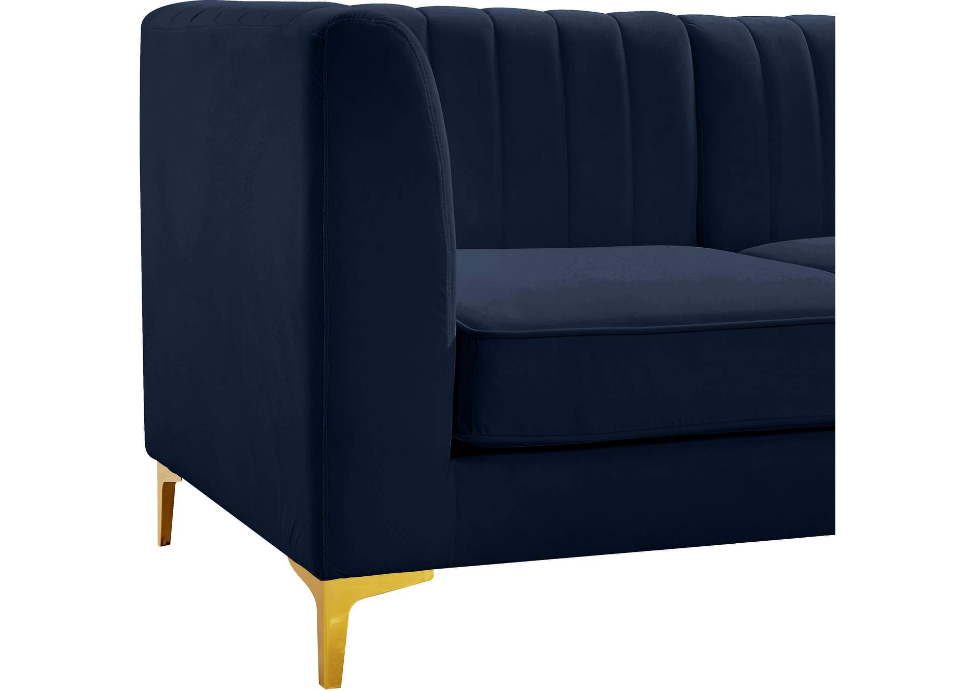 Alina Navy Velvet Corner Chair,Meridian Furniture