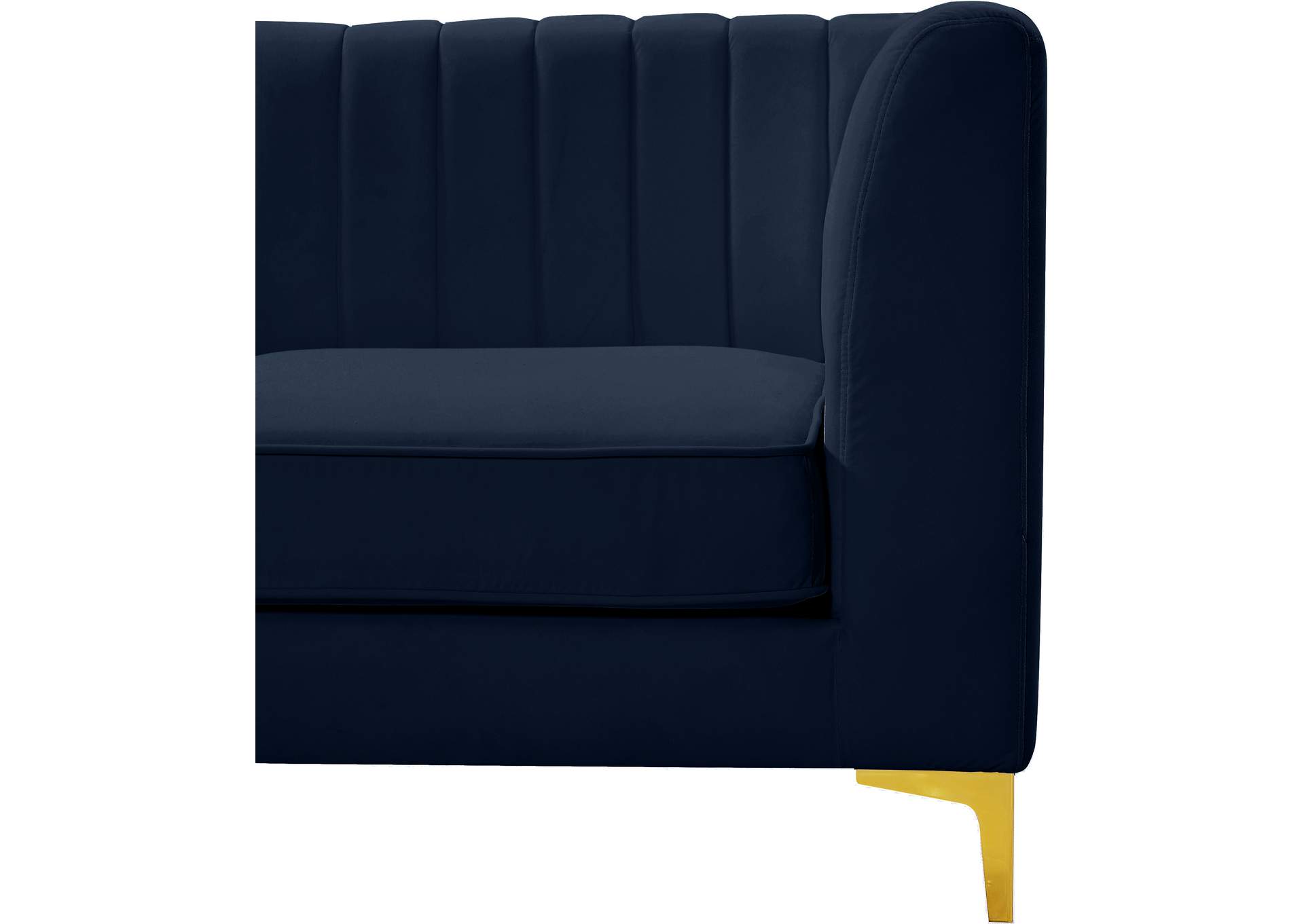 Alina Navy Velvet Corner Chair,Meridian Furniture