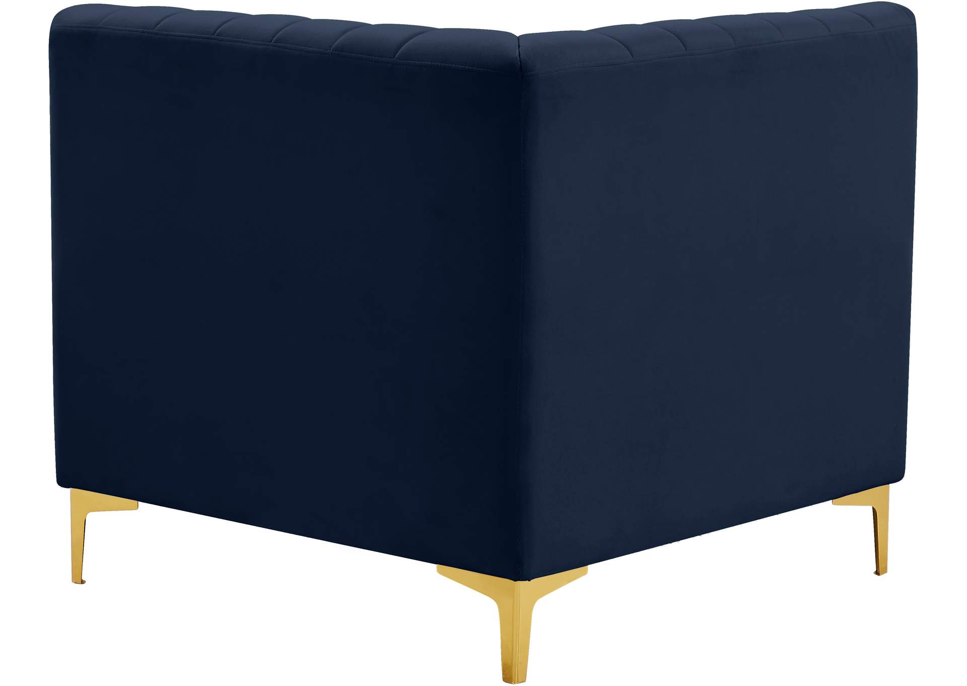 Alina Navy Velvet Corner Chair,Meridian Furniture