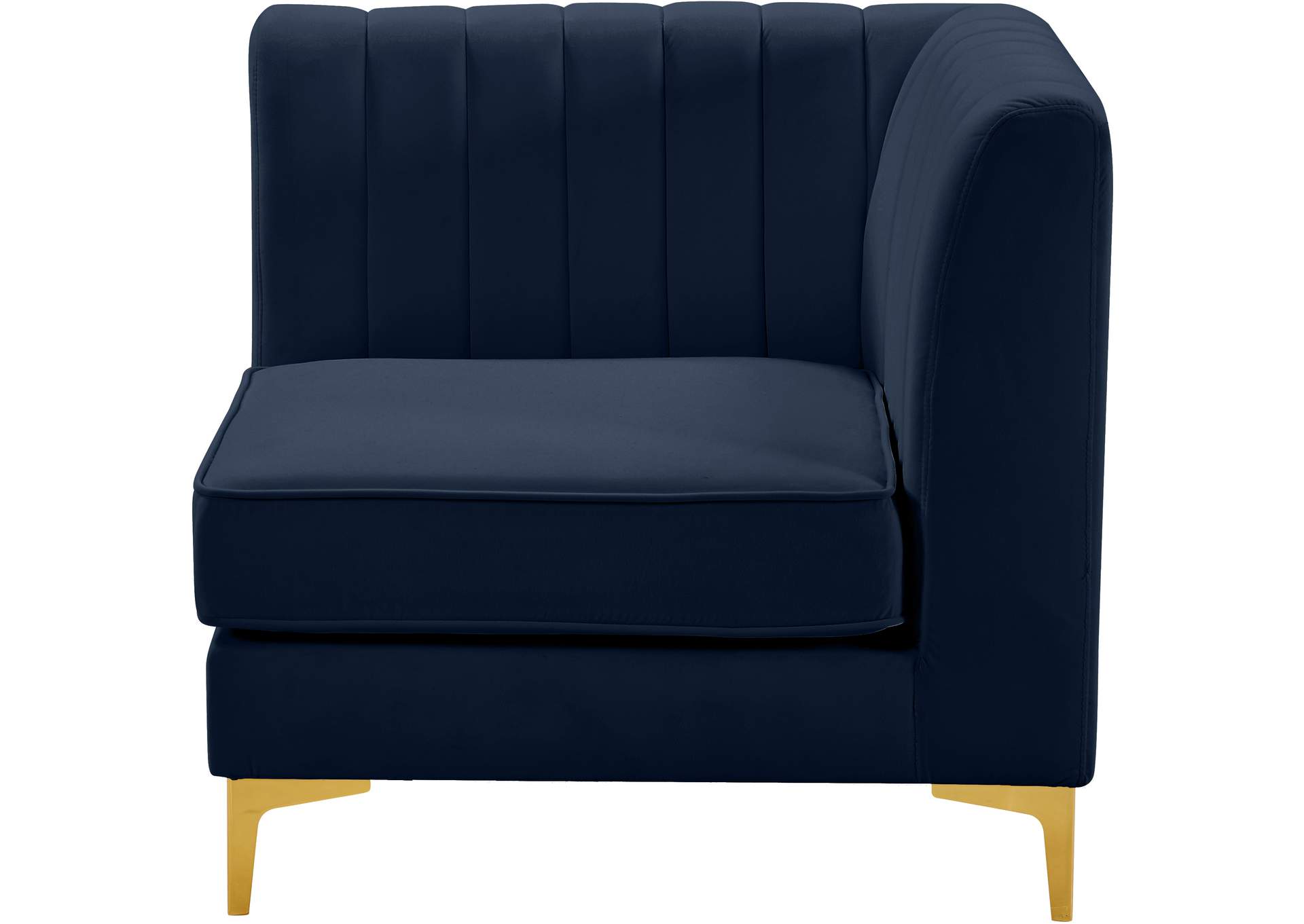 Alina Navy Velvet Corner Chair,Meridian Furniture