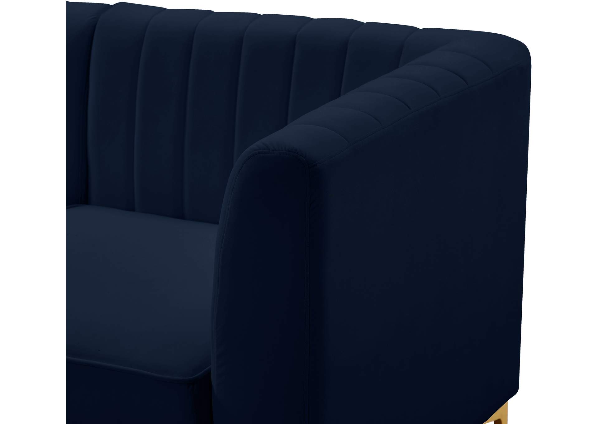 Alina Navy Velvet Corner Chair,Meridian Furniture