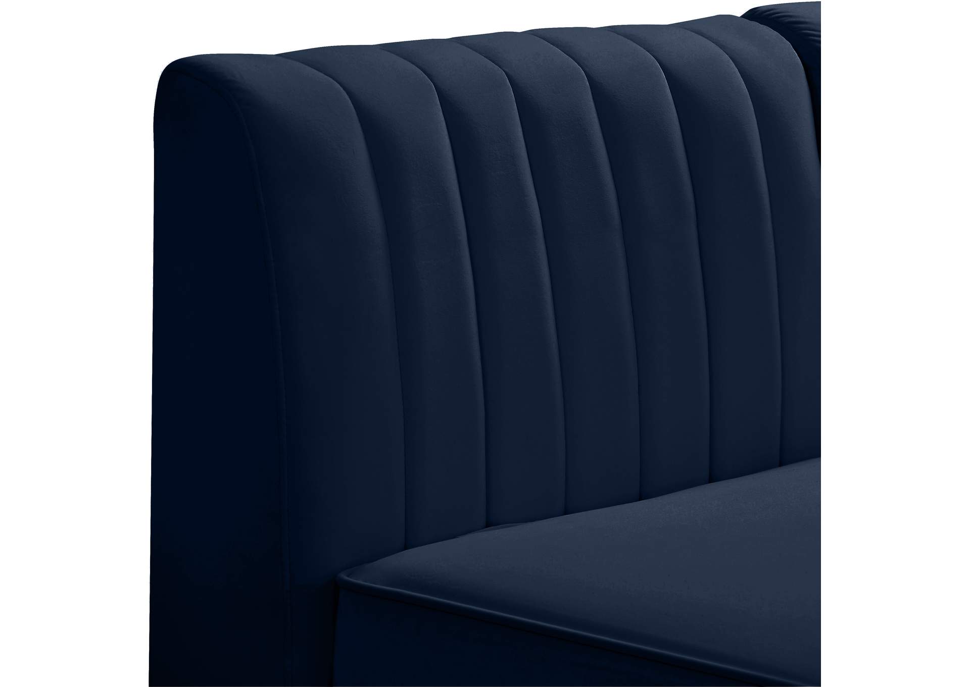 Alina Navy Velvet Corner Chair,Meridian Furniture