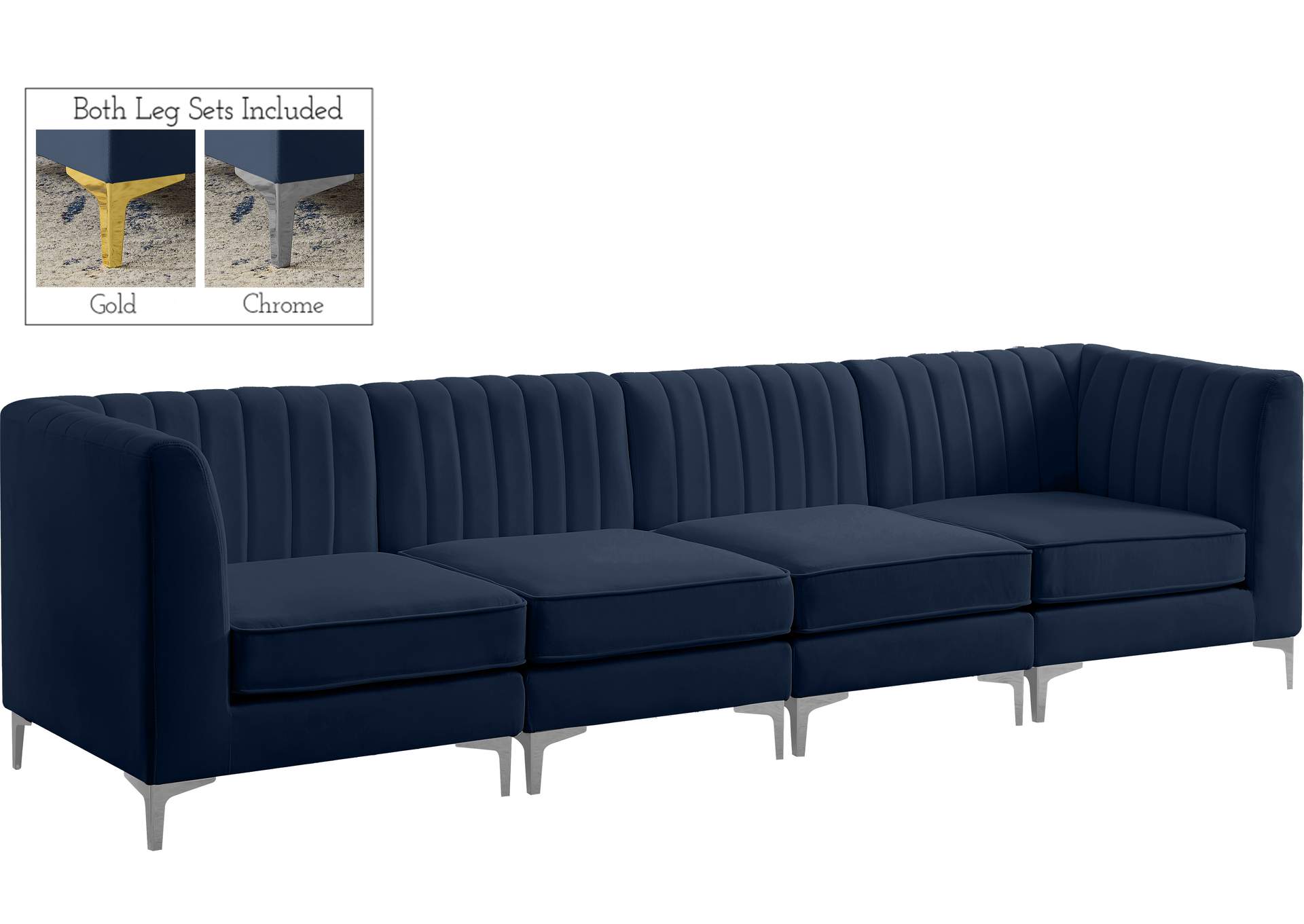 Alina Navy Velvet Modular Sofa,Meridian Furniture