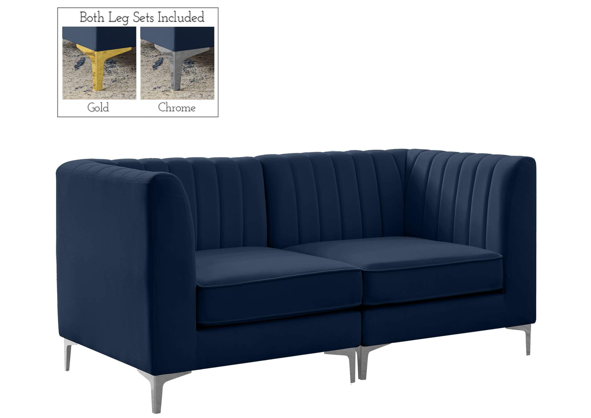 Alina Navy Velvet Modular Sofa,Meridian Furniture