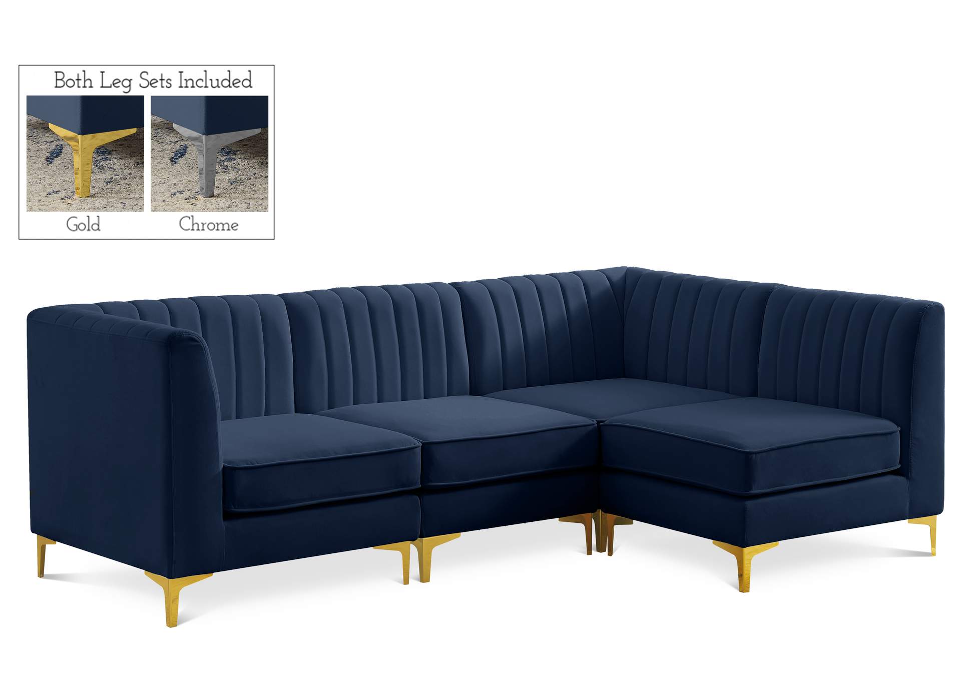 Alina Navy Velvet Modular Sectional,Meridian Furniture