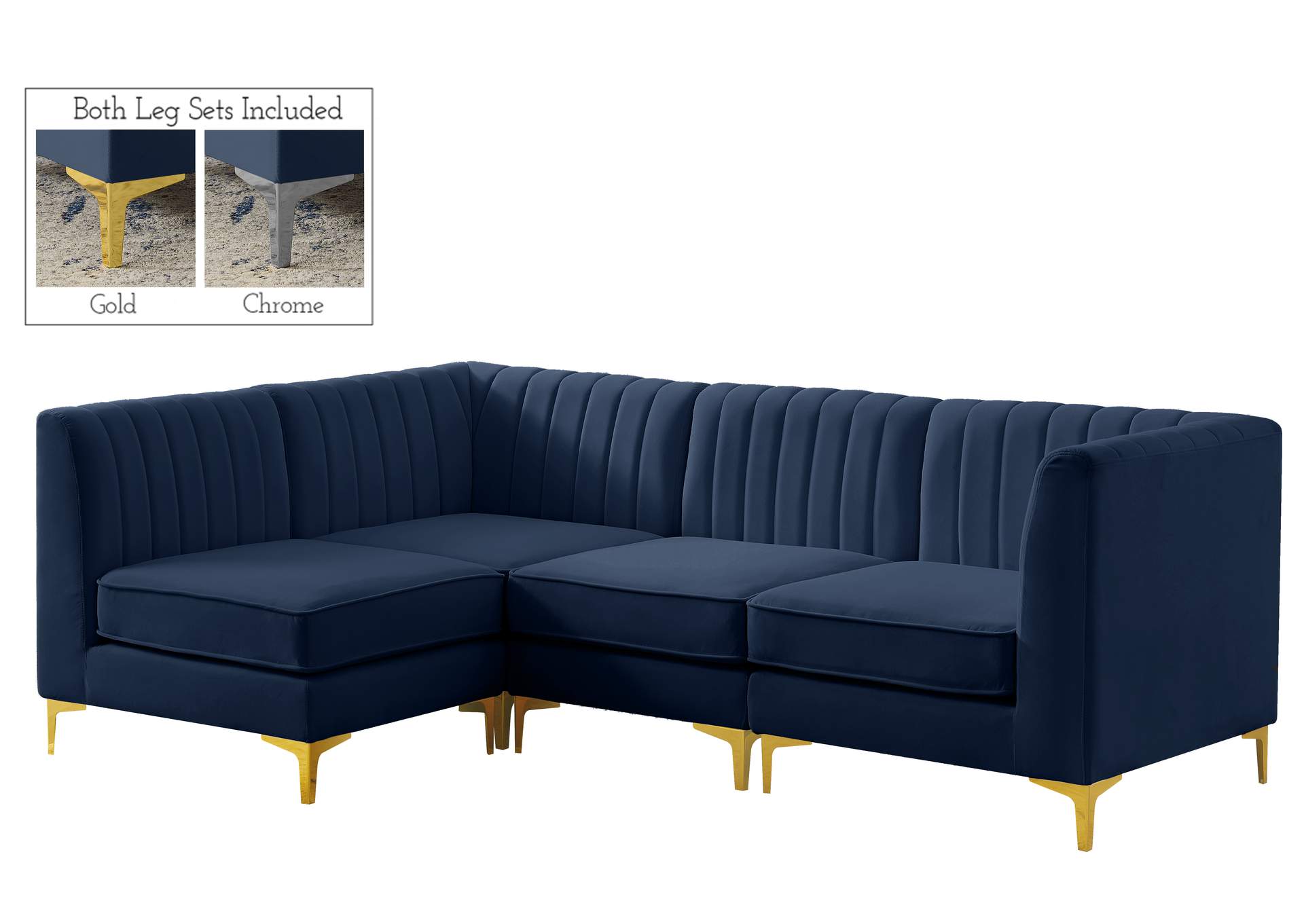 Alina Navy Velvet Modular Sectional,Meridian Furniture