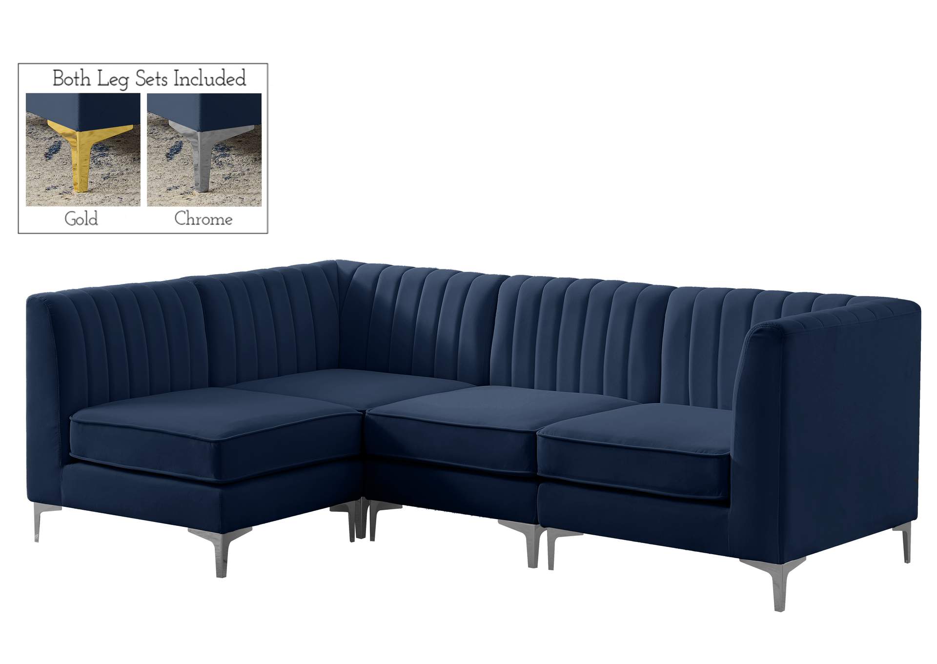 Alina Navy Velvet Modular Sectional,Meridian Furniture