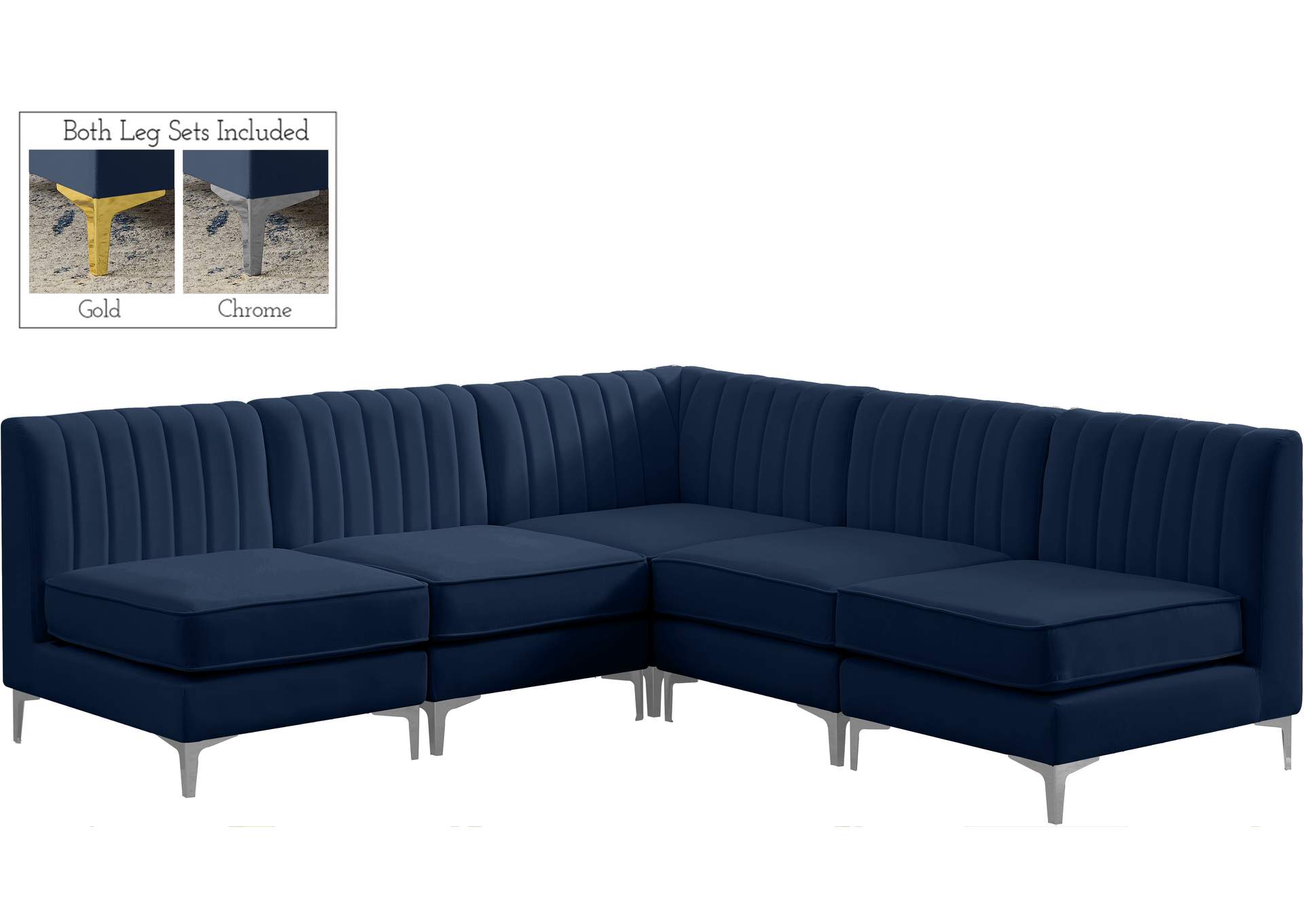 Alina Navy Velvet Modular Sectional,Meridian Furniture