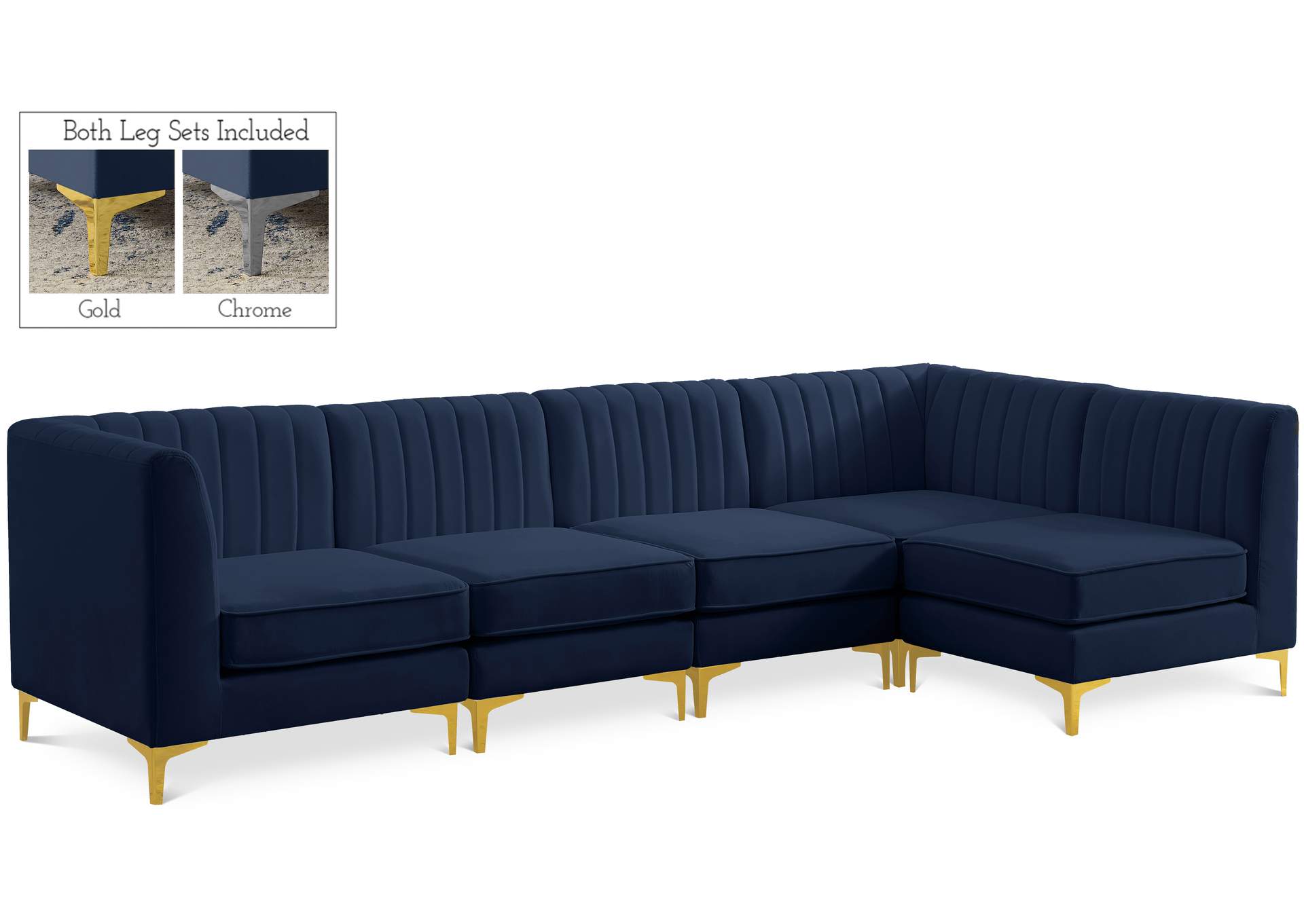 Alina Navy Velvet Modular Sectional,Meridian Furniture