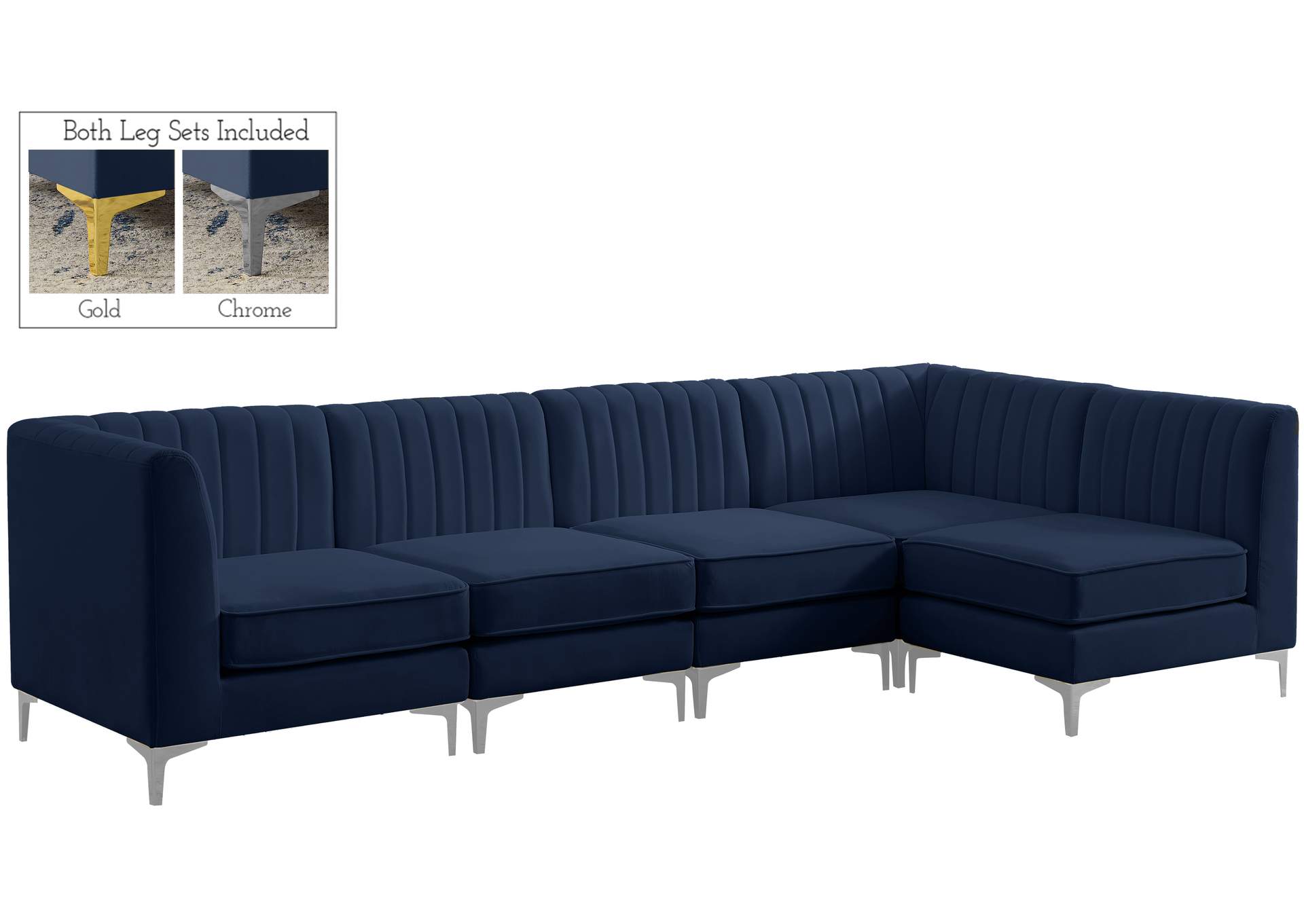 Alina Navy Velvet Modular Sectional,Meridian Furniture