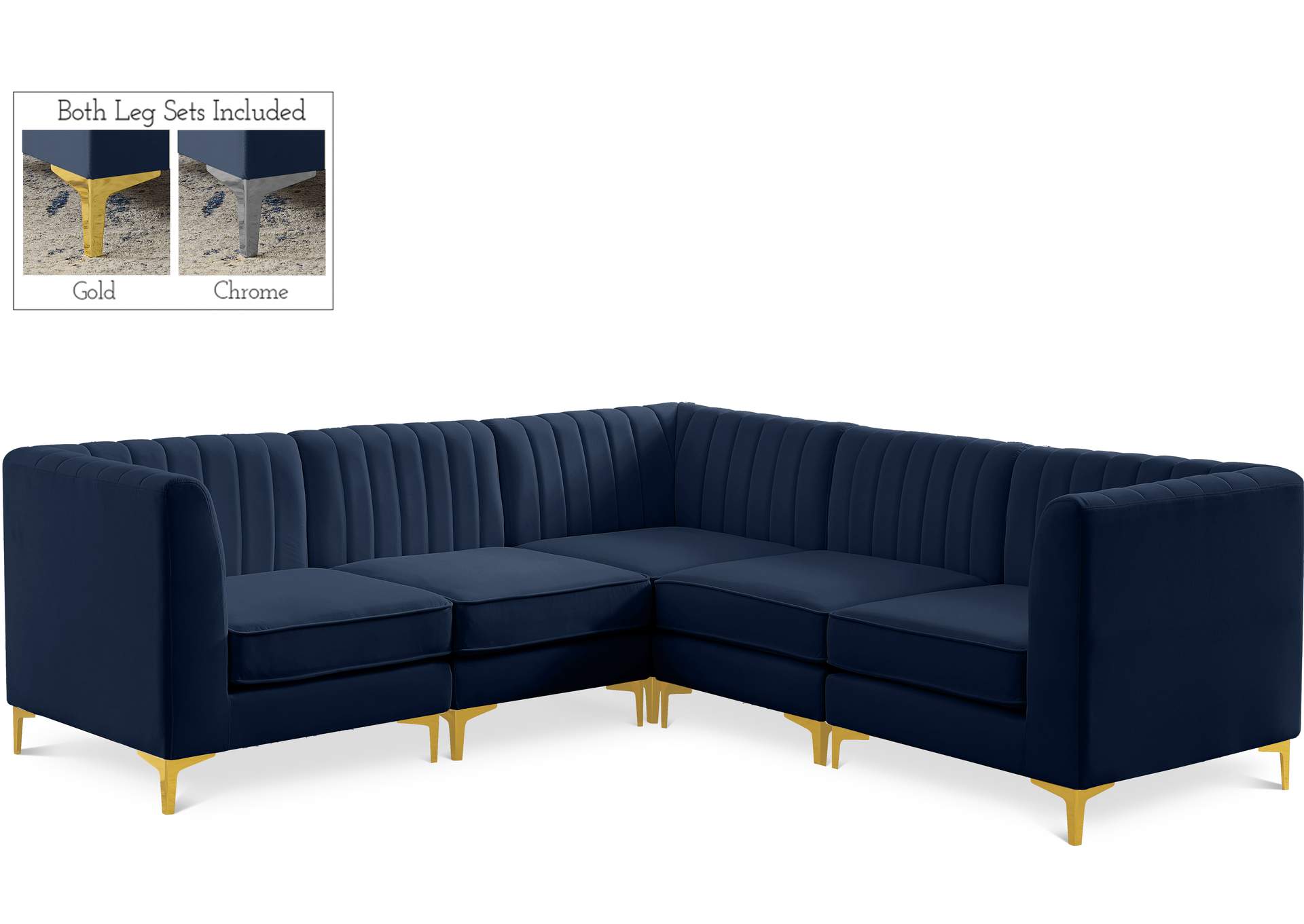 Alina Navy Velvet Modular Sectional,Meridian Furniture