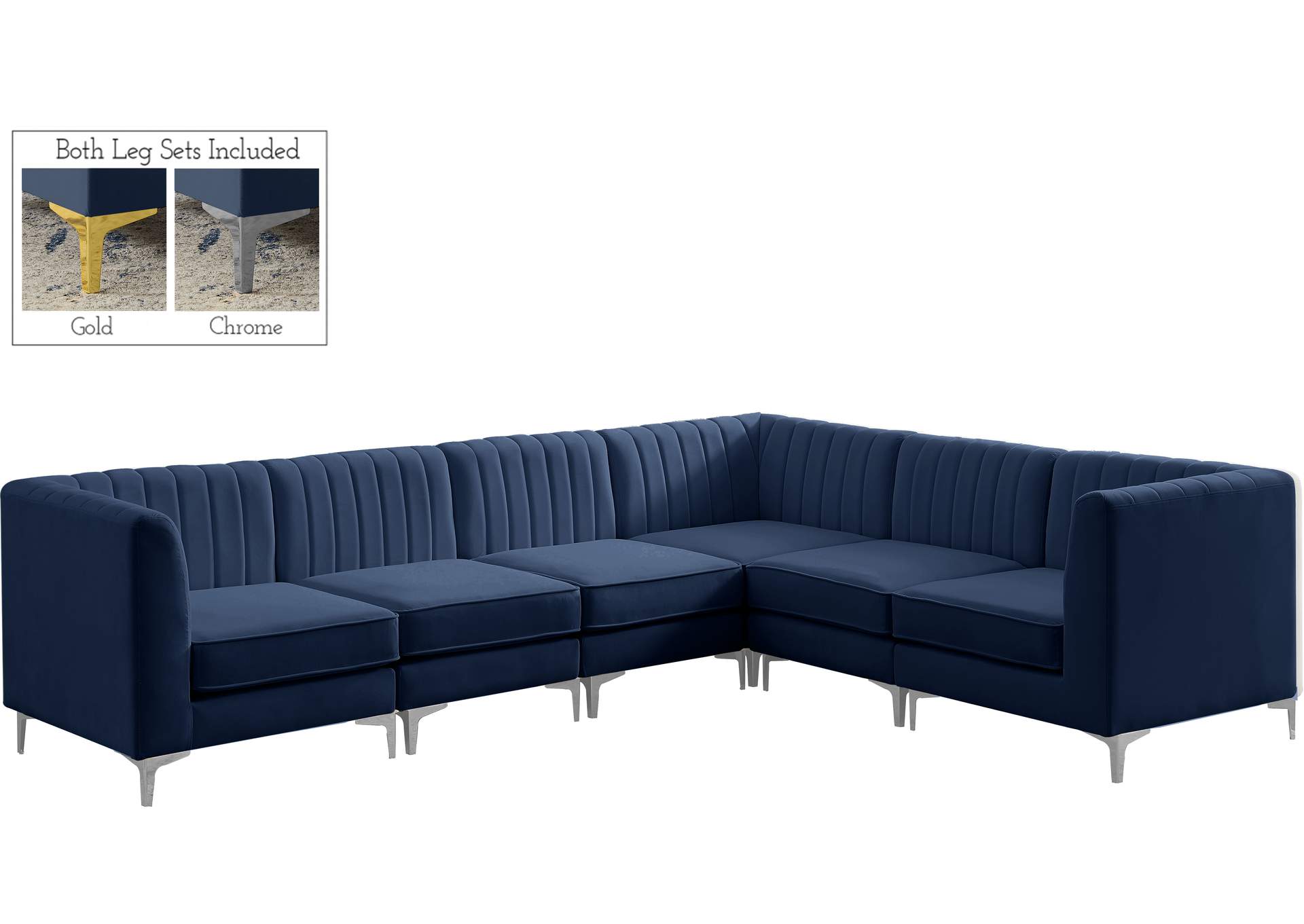 Alina Navy Velvet Modular Sectional,Meridian Furniture