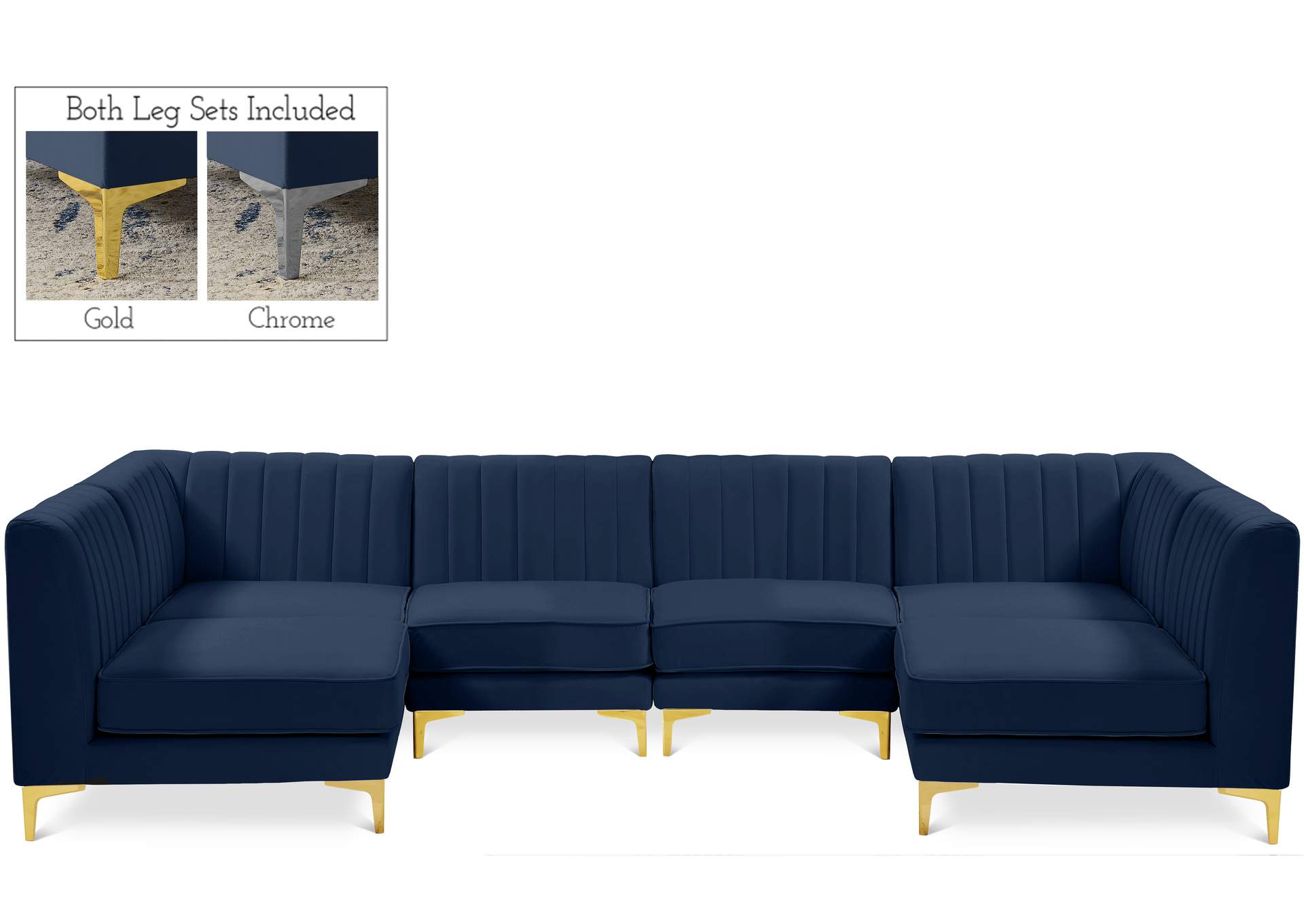 Alina Navy Velvet Modular Sectional,Meridian Furniture