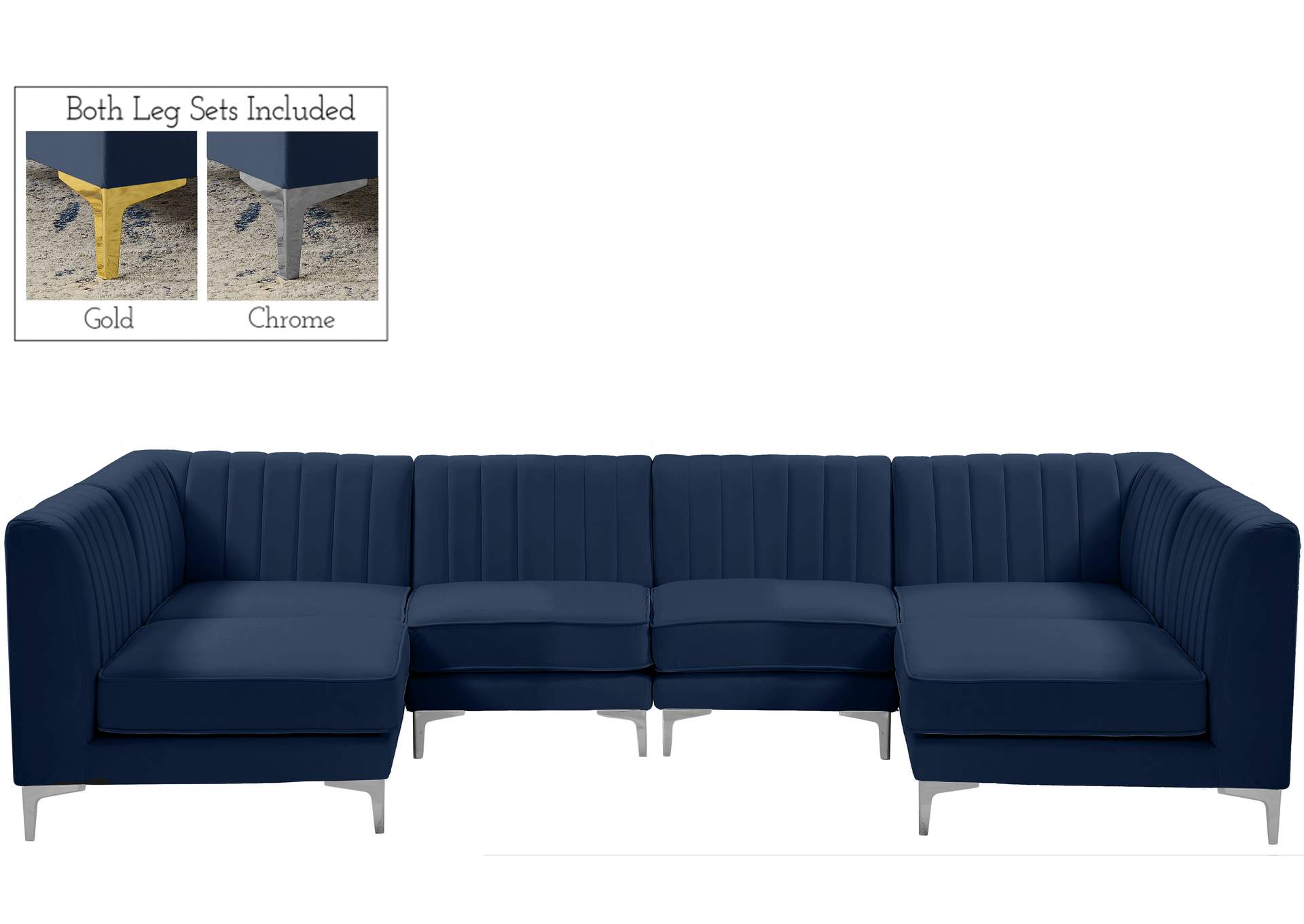 Alina Navy Velvet Modular Sectional,Meridian Furniture