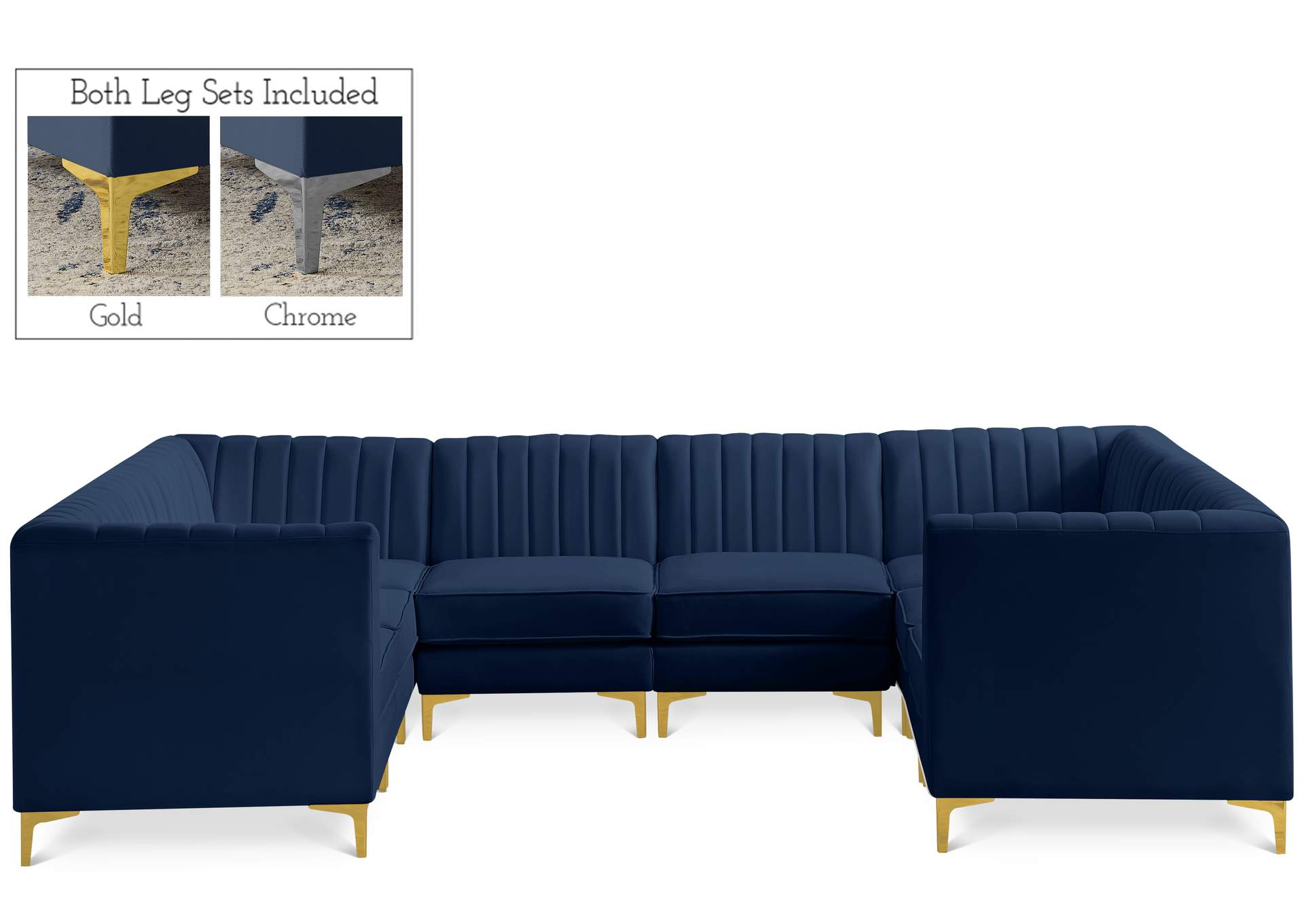 Alina Navy Velvet Modular Sectional,Meridian Furniture