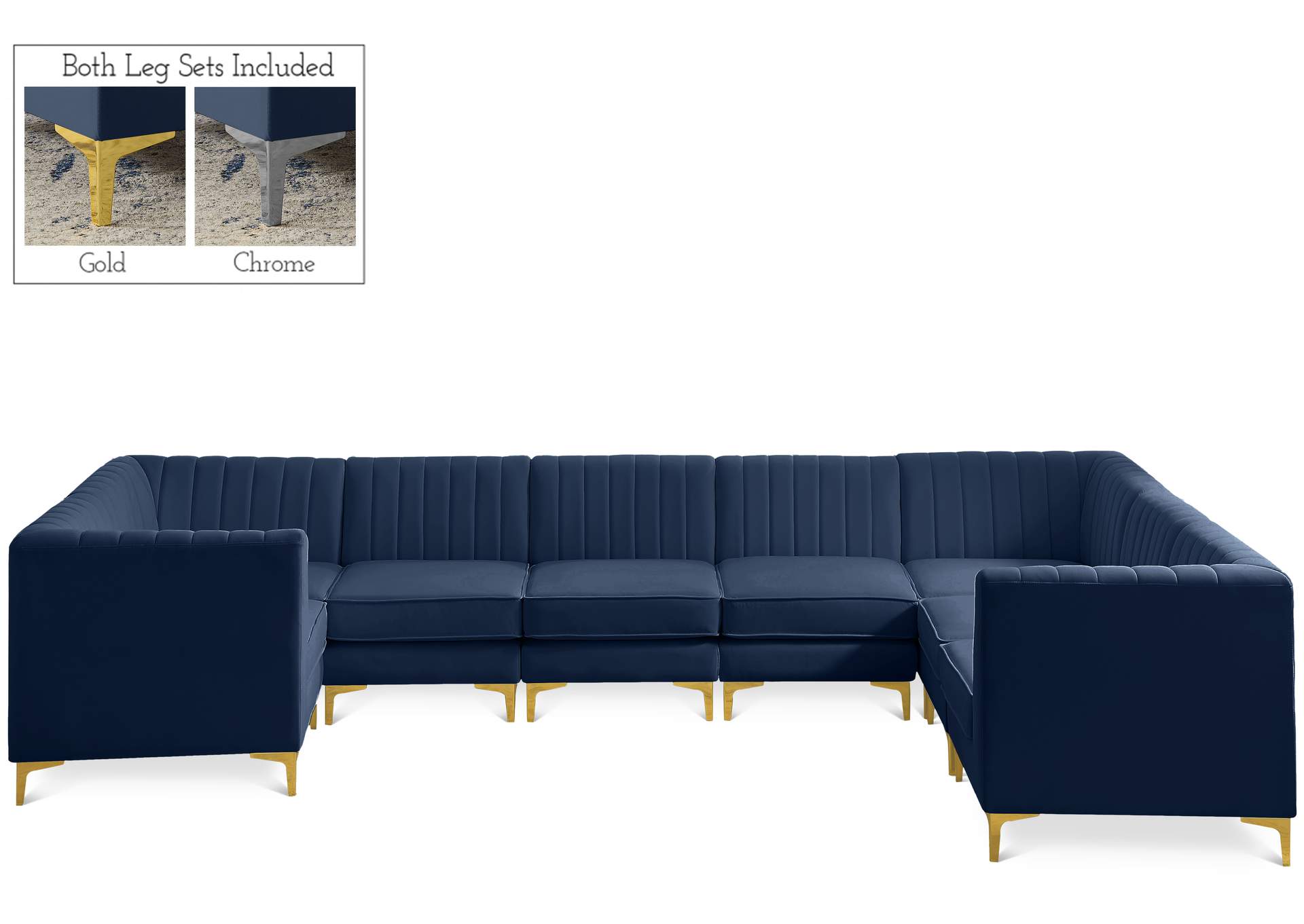 Alina Navy Velvet Modular Sectional,Meridian Furniture