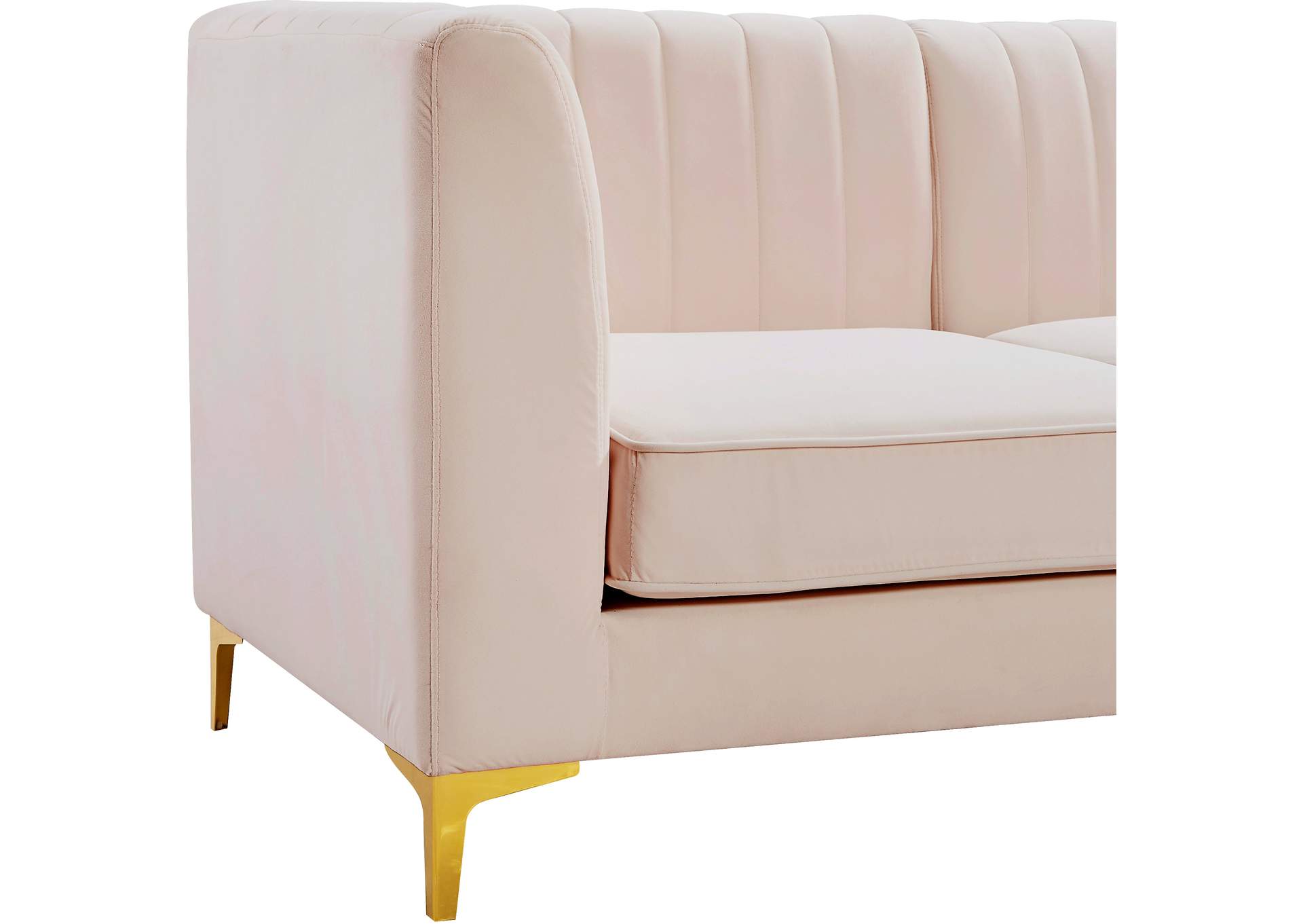 Alina Pink Velvet Corner Chair,Meridian Furniture