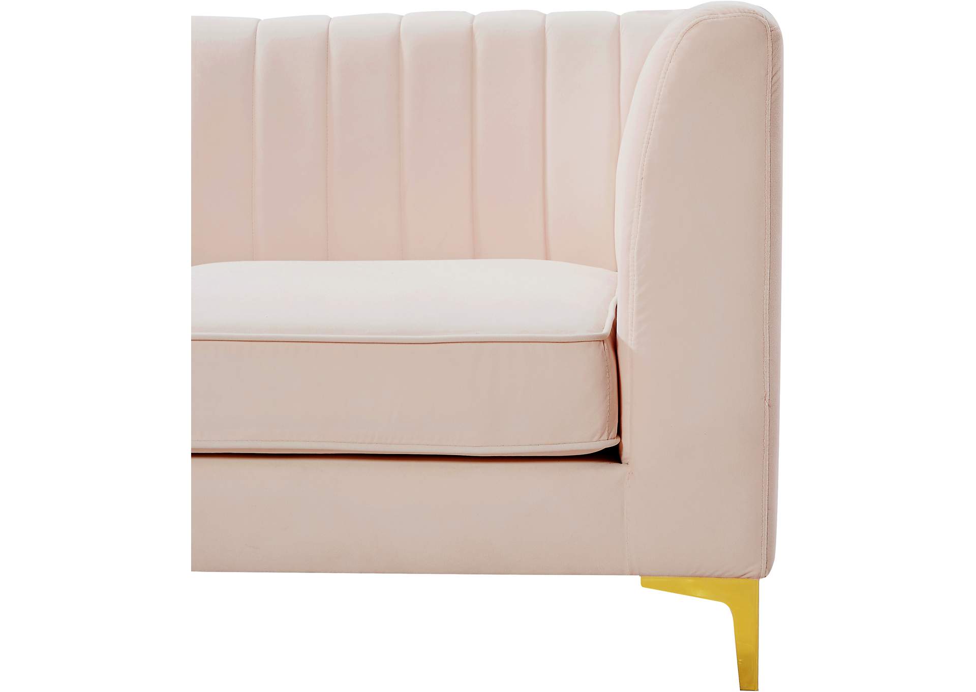 Alina Pink Velvet Corner Chair,Meridian Furniture