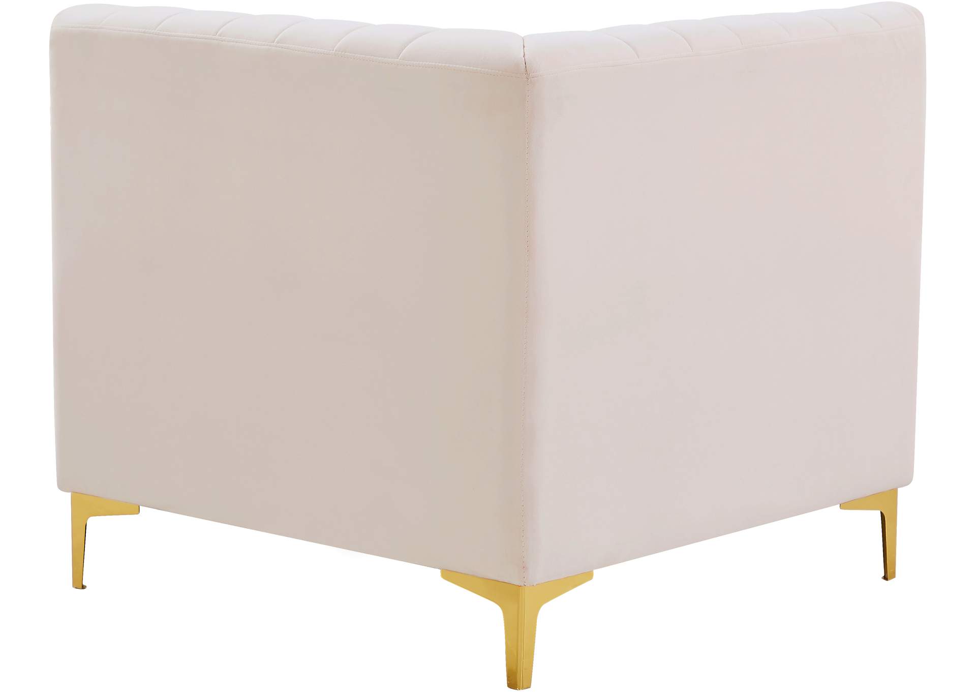 Alina Pink Velvet Corner Chair,Meridian Furniture