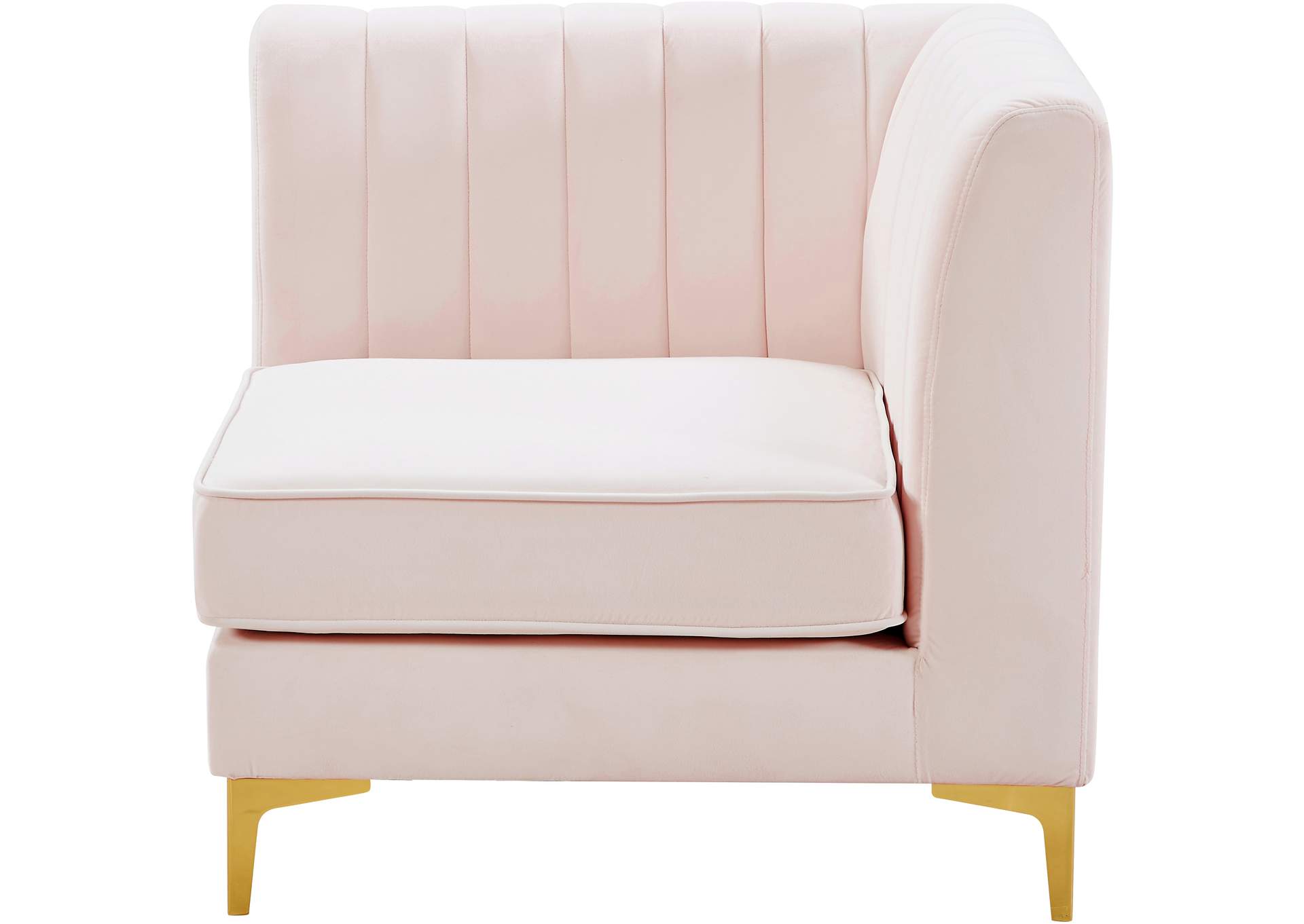 Alina Pink Velvet Corner Chair,Meridian Furniture