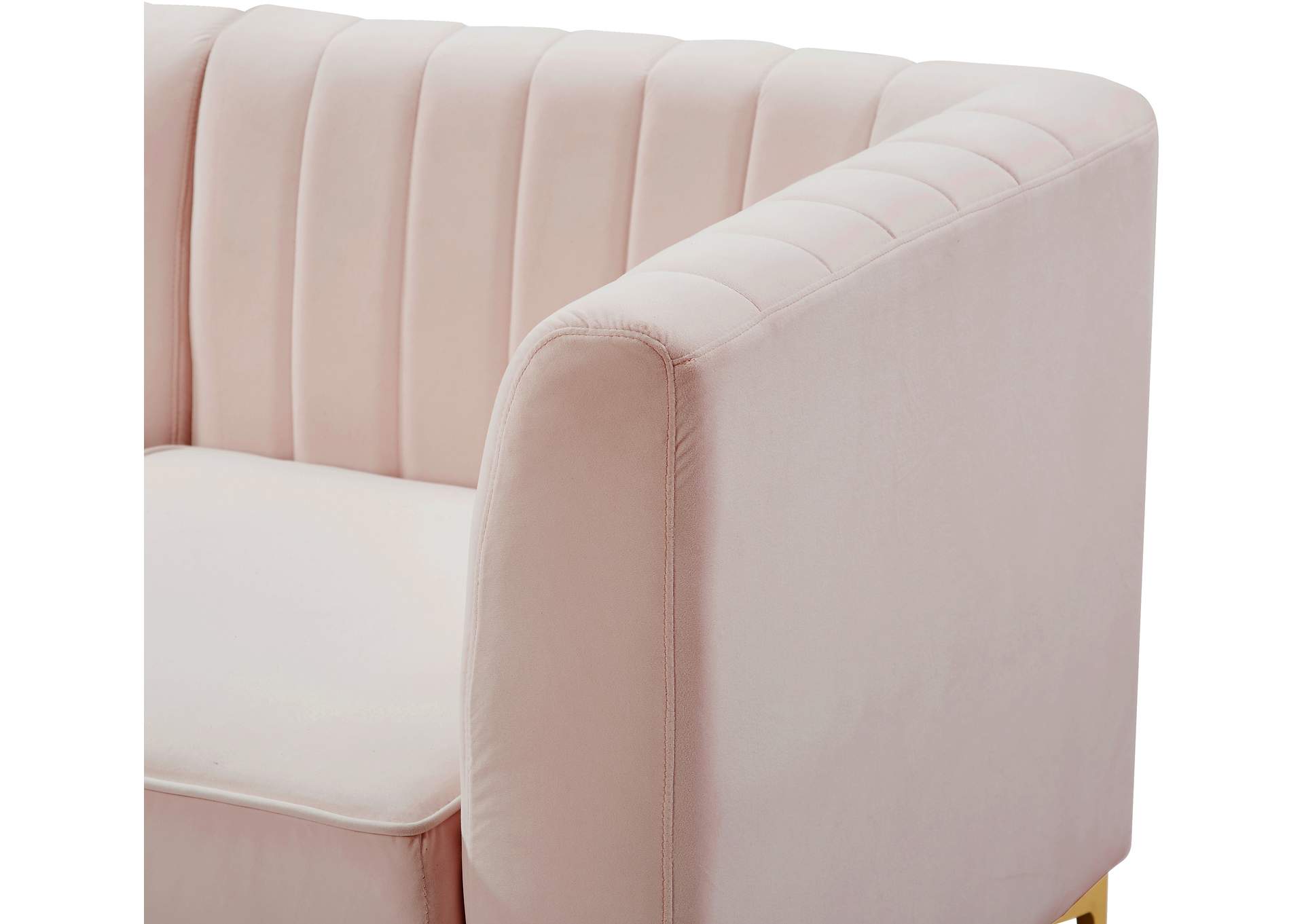 Alina Pink Velvet Corner Chair,Meridian Furniture