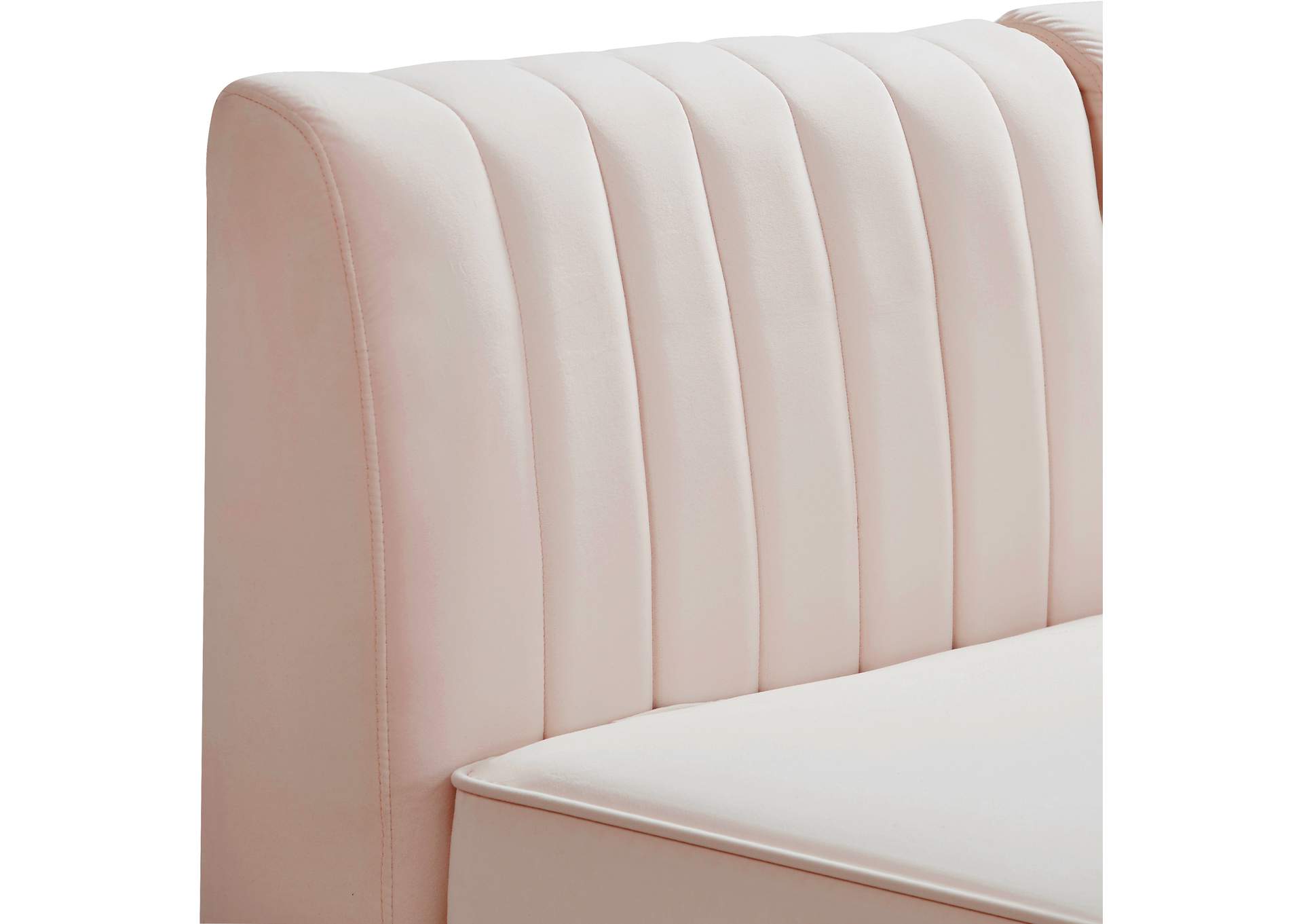 Alina Pink Velvet Corner Chair,Meridian Furniture