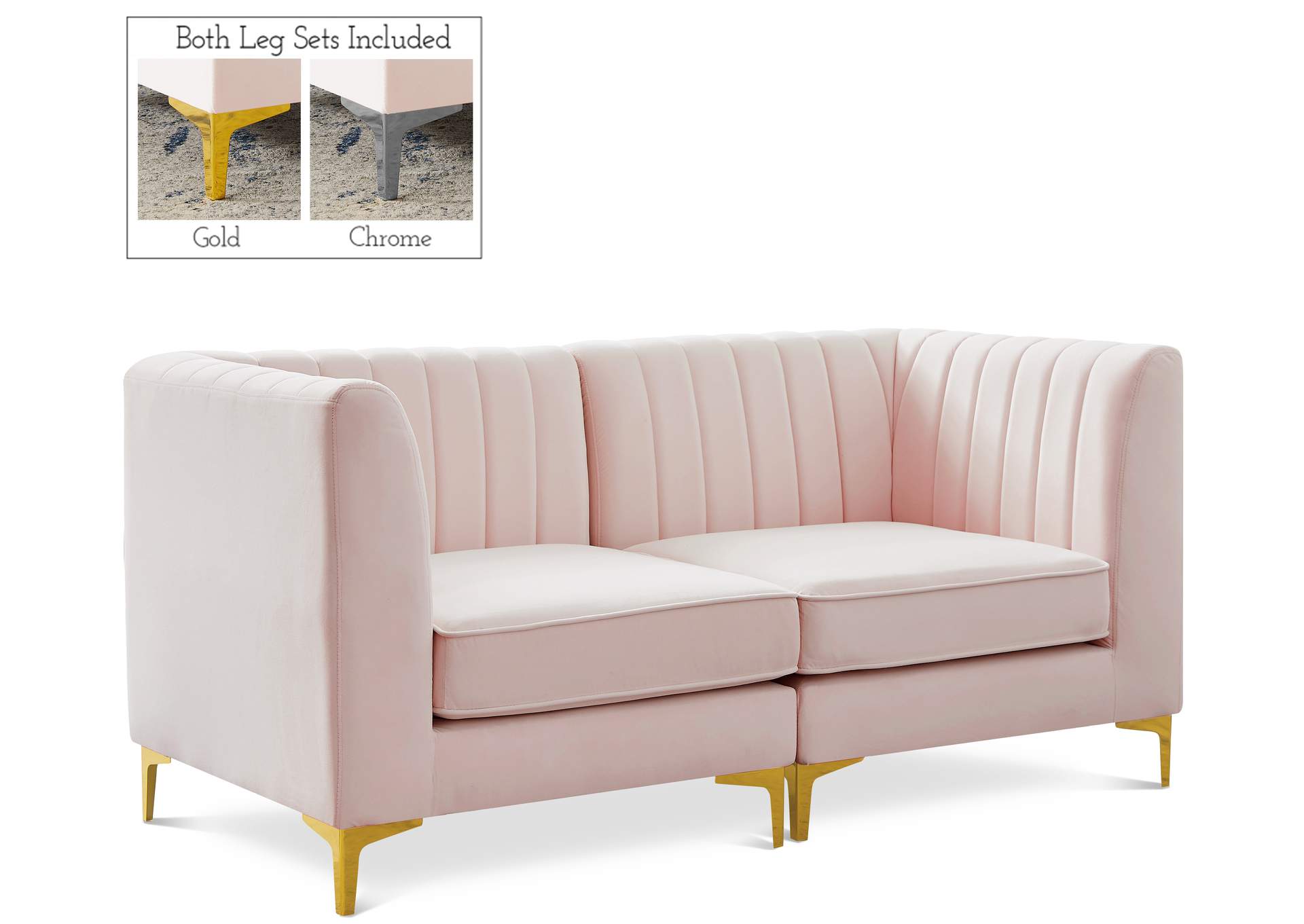 Alina Pink Velvet Modular Sectional,Meridian Furniture