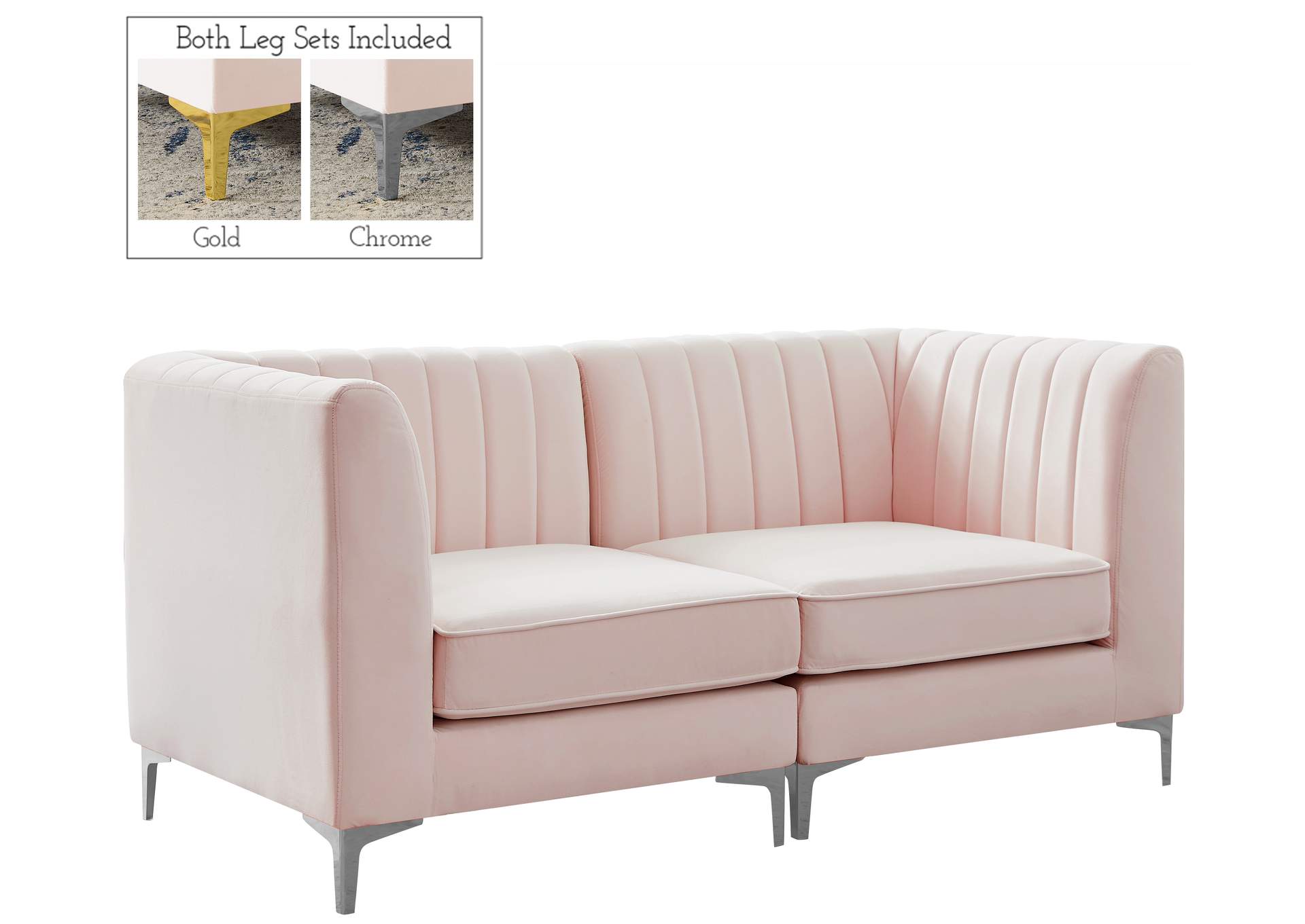 Alina Pink Velvet Modular Sectional,Meridian Furniture