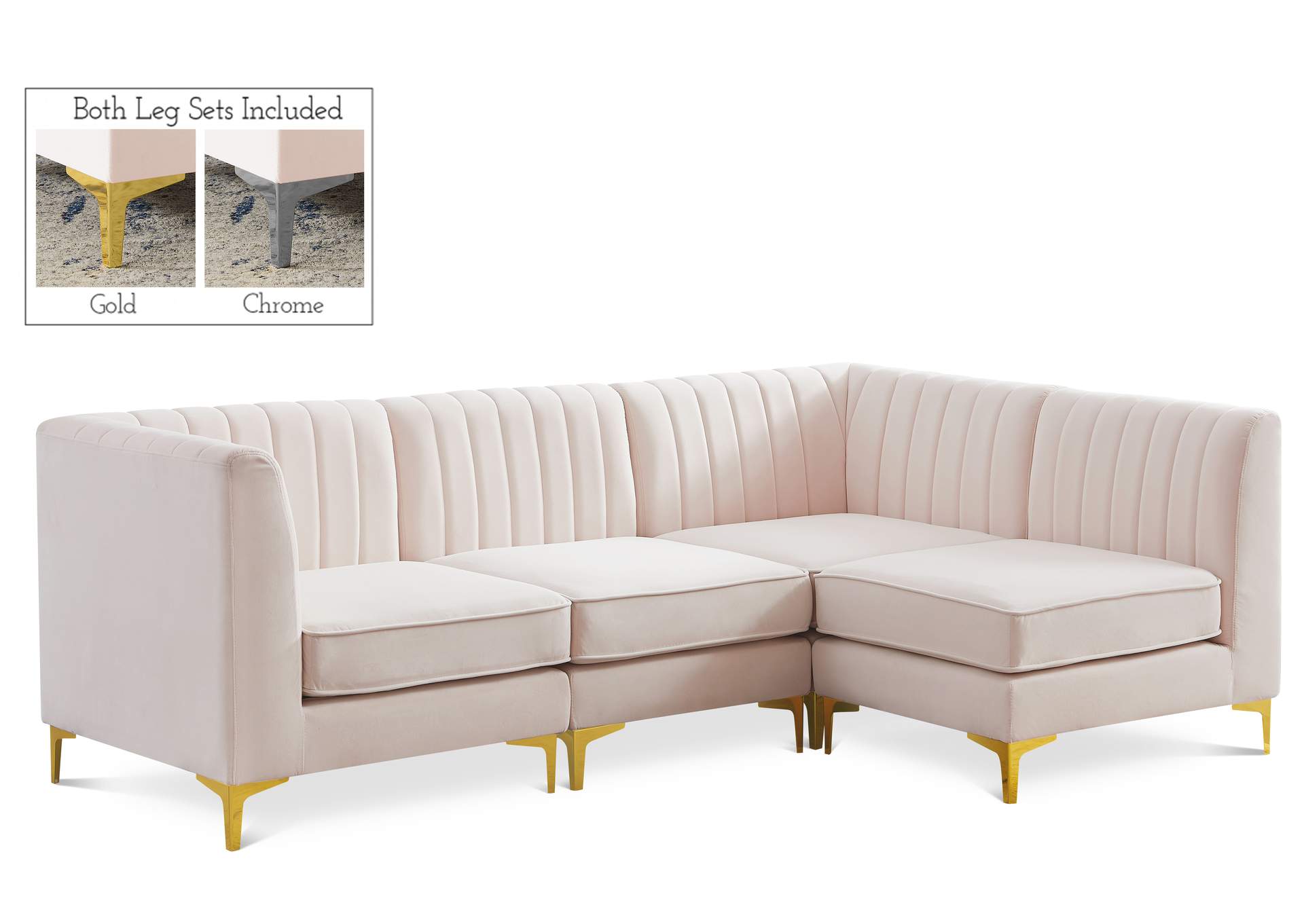 Alina Pink Velvet Modular Sectional,Meridian Furniture