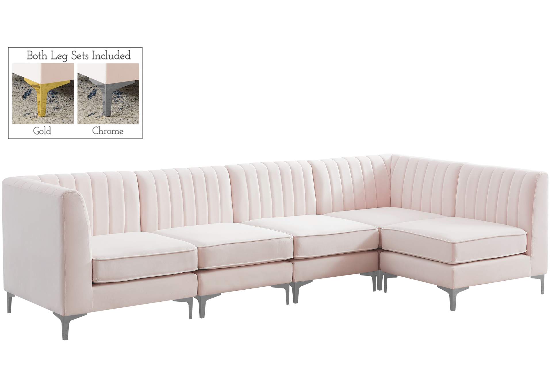 Alina Pink Velvet Modular Sectional,Meridian Furniture