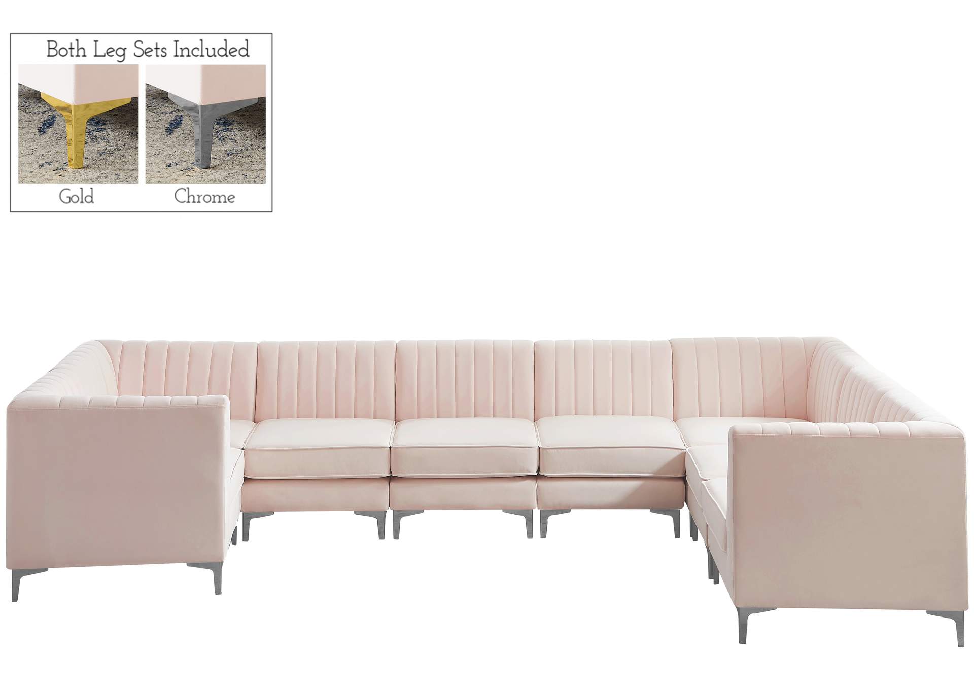 Alina Pink Velvet Modular Sectional,Meridian Furniture