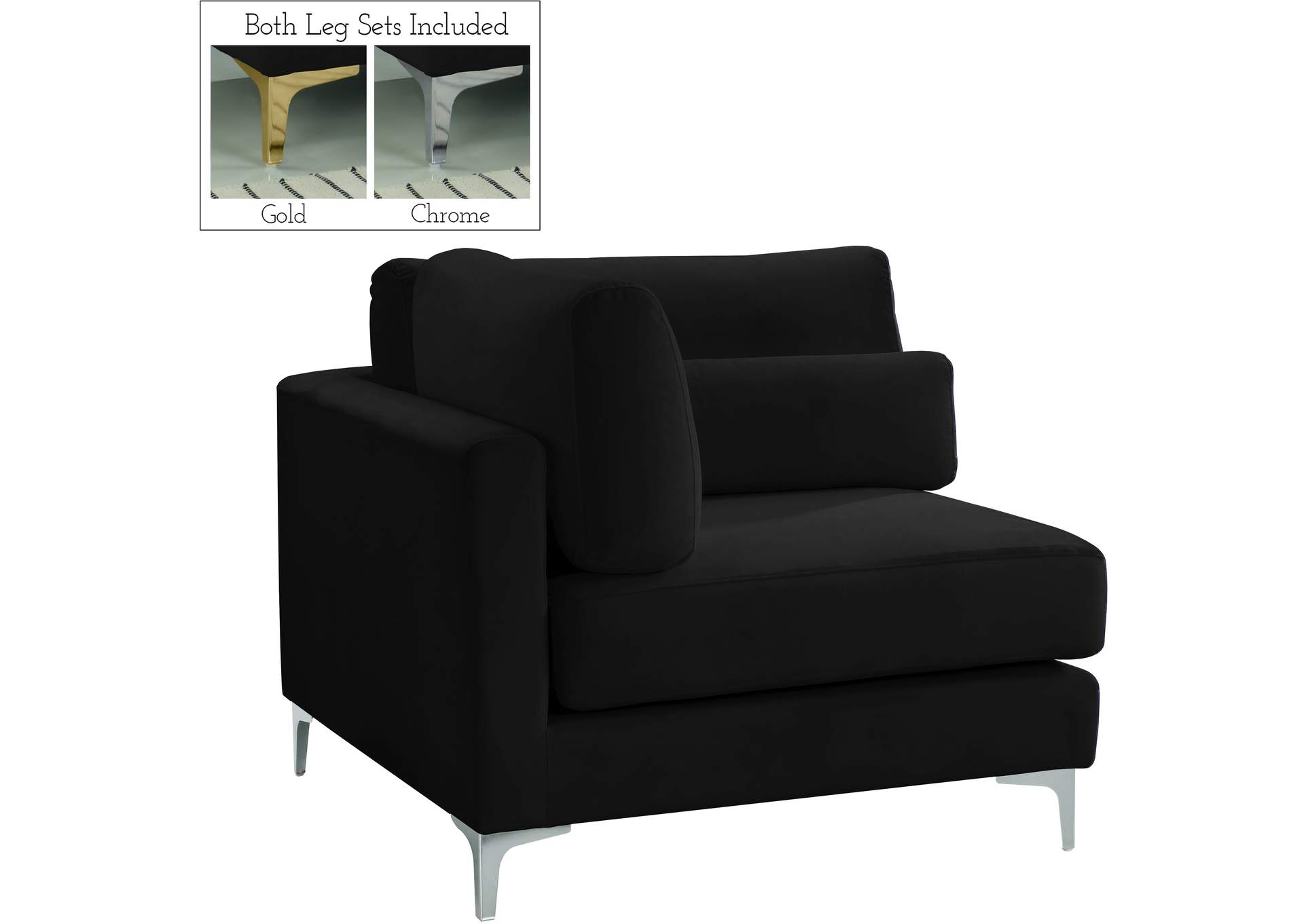 Julia Black Velvet Modular Corner Chair,Meridian Furniture