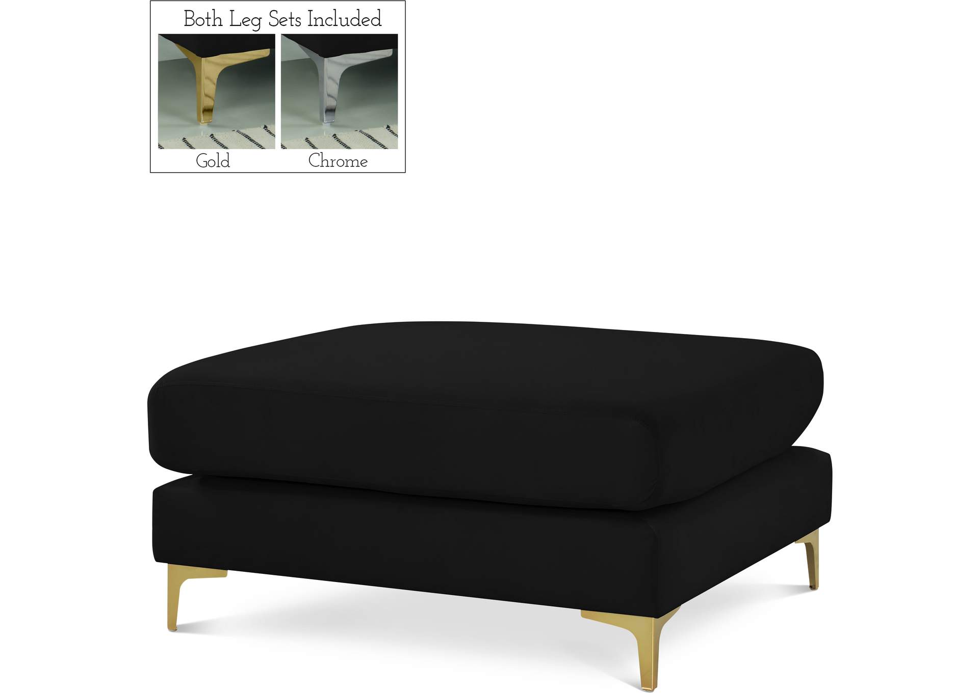 Julia Black Velvet Modular Ottoman,Meridian Furniture