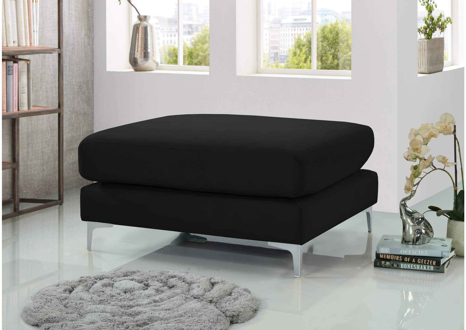 Julia Black Velvet Modular Ottoman,Meridian Furniture