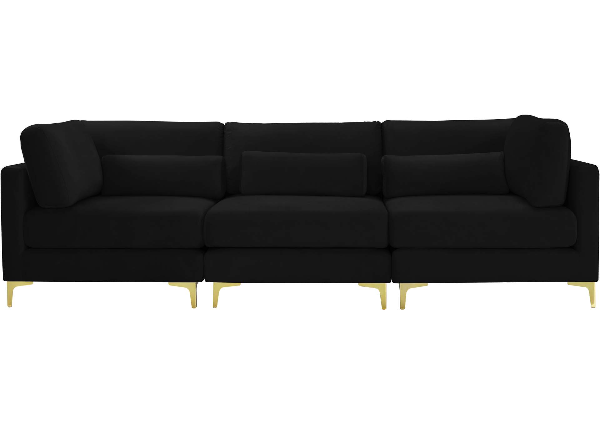 Julia Black Velvet Modular Sofa (3 Boxes),Meridian Furniture