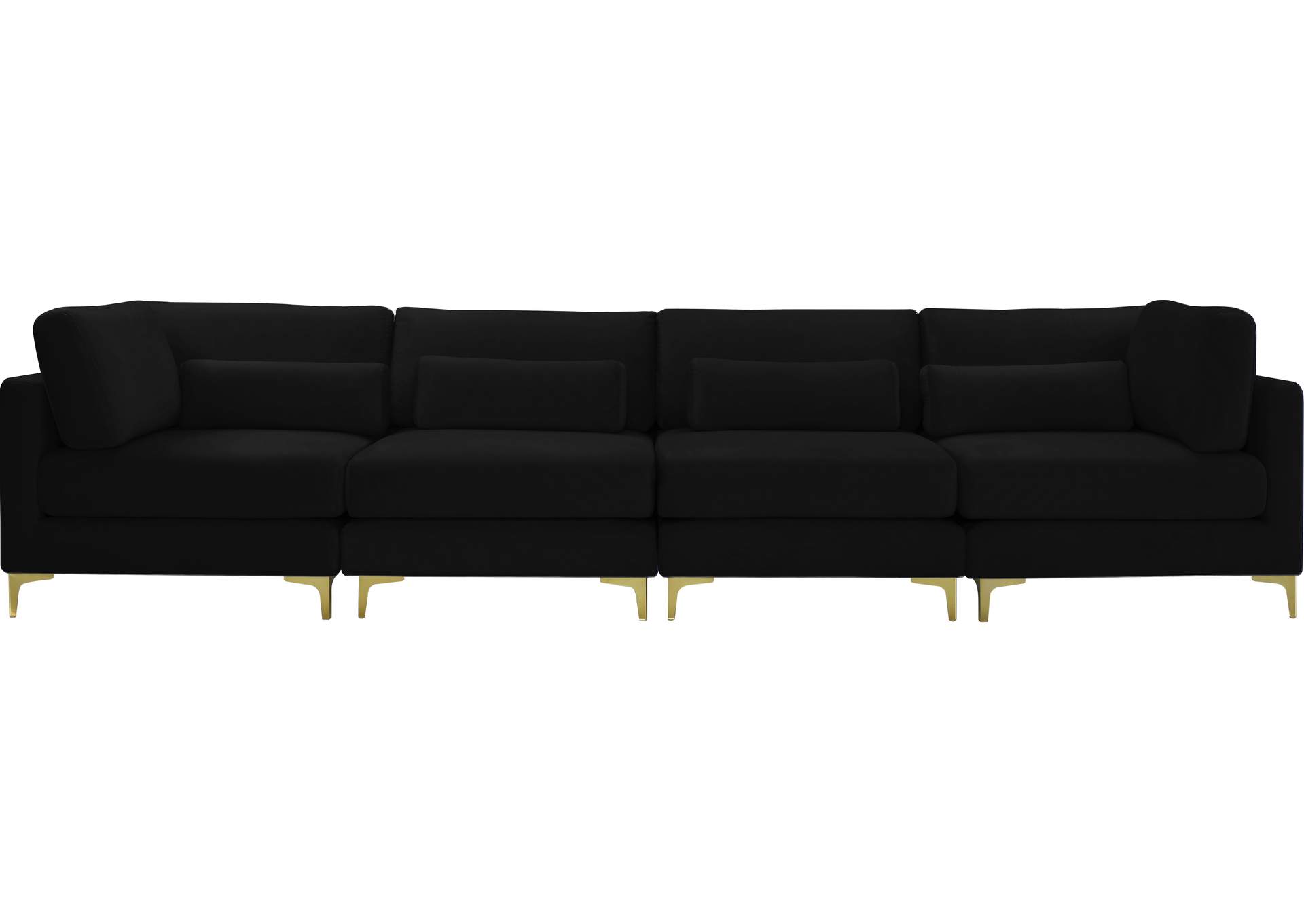 Julia Black Velvet Modular Sofa (4 Boxes),Meridian Furniture